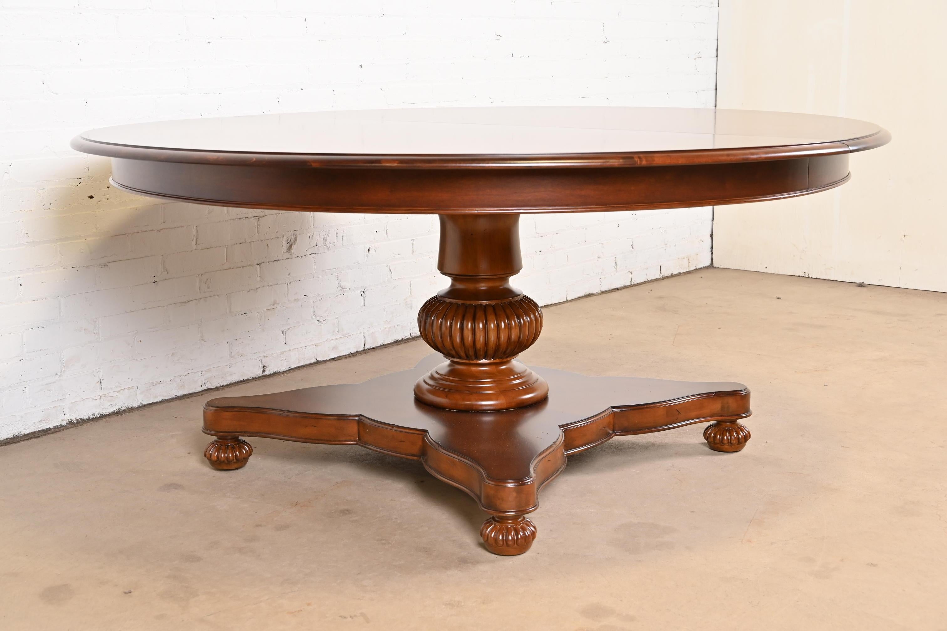 Baker Furniture Italian Empire Cherry Wood Pedestal Dining Table, Refinished For Sale 2