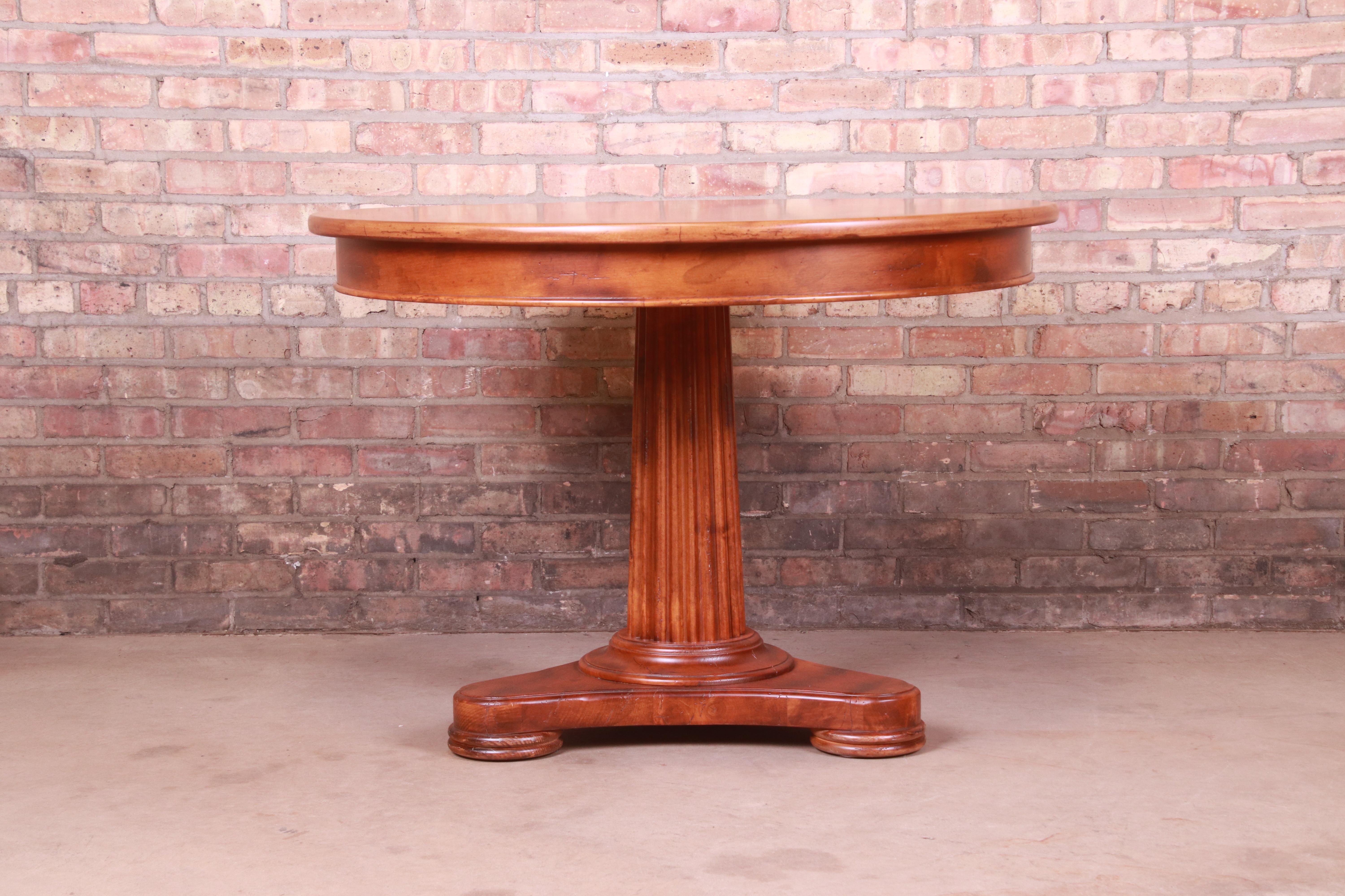 Baker Furniture Italian Empire Maple Pedestal Breakfast Table, Newly Refinished 4