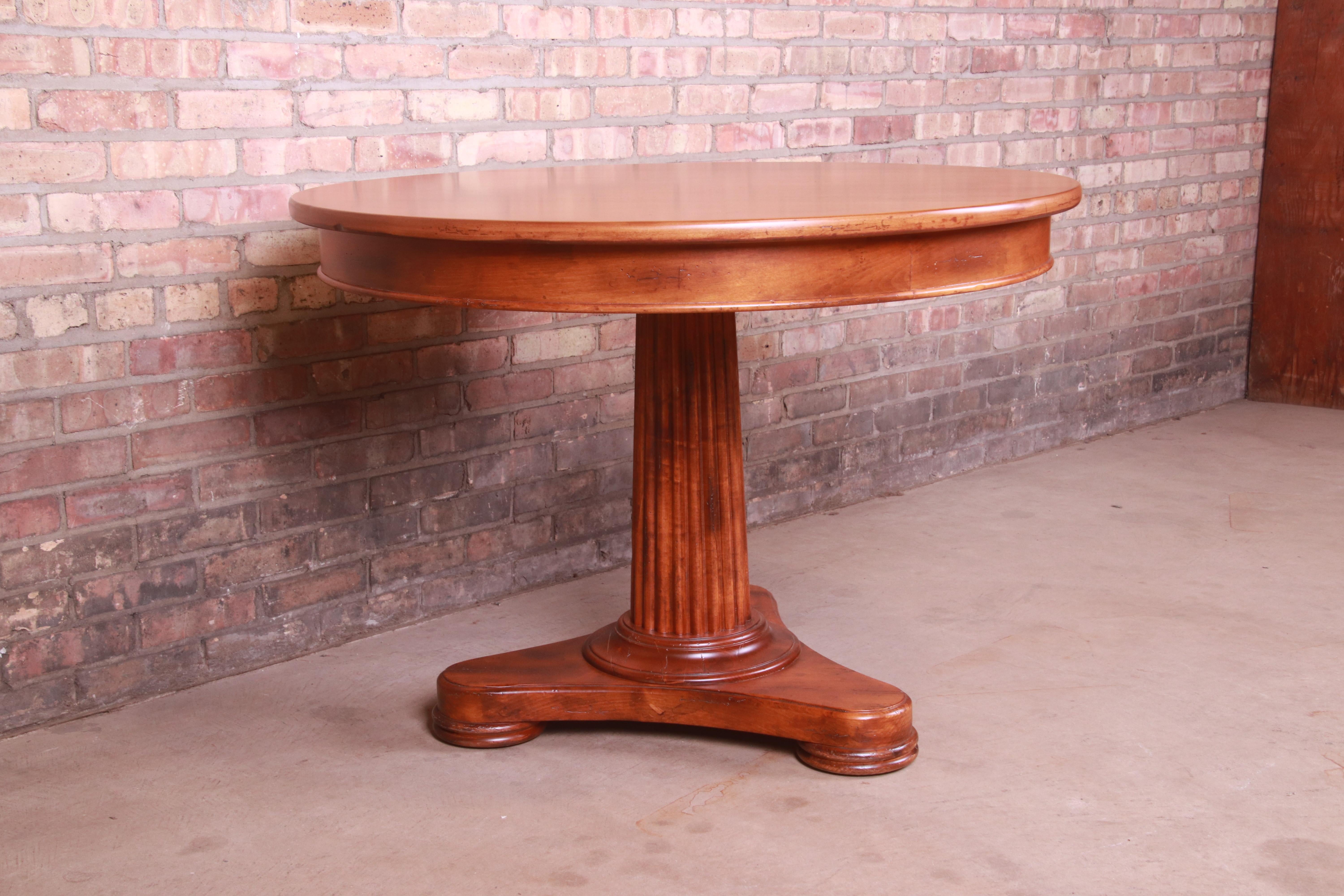 Baker Furniture Italian Empire Maple Pedestal Breakfast Table, Newly Refinished 1