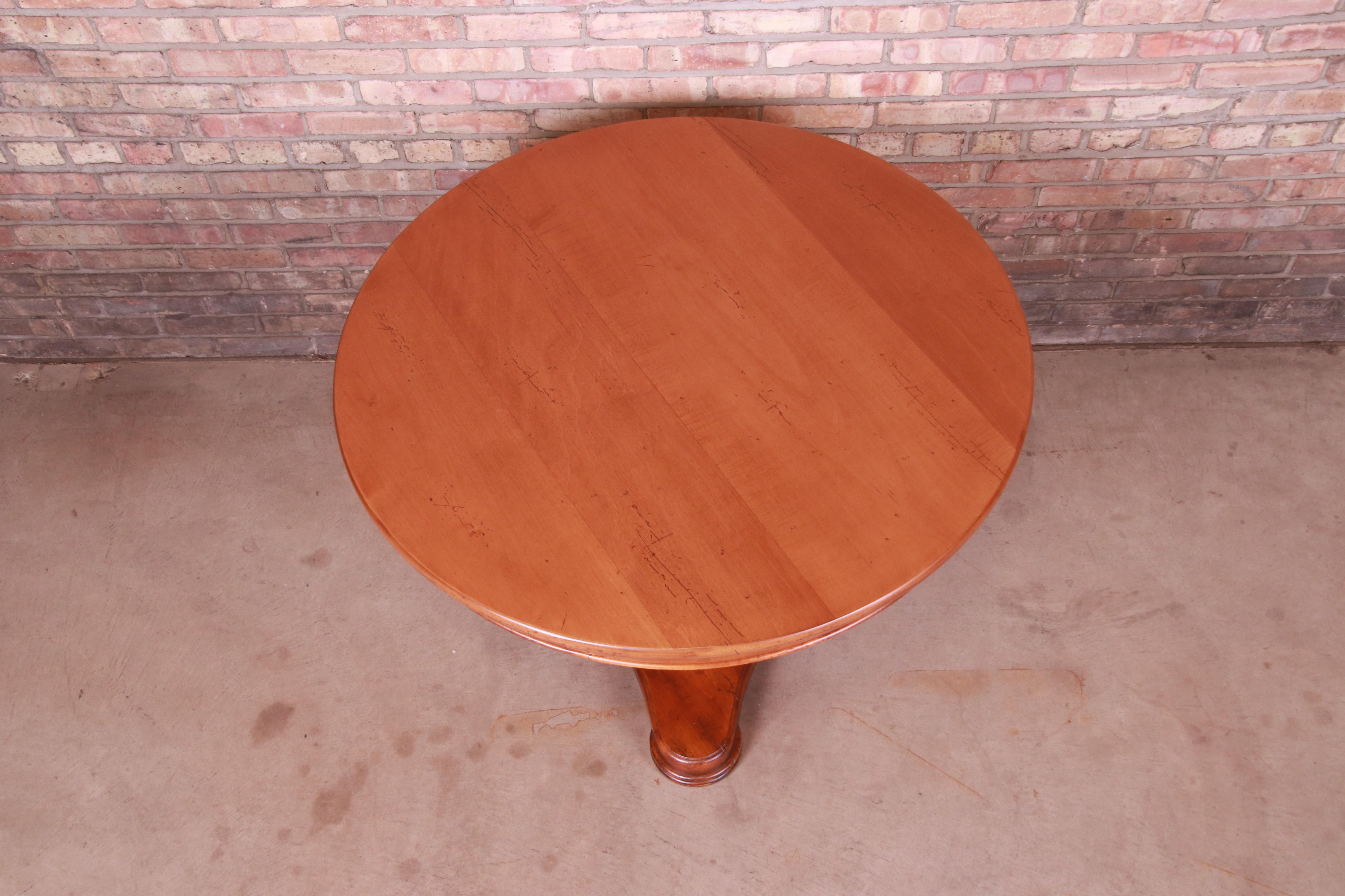 Baker Furniture Italian Empire Maple Pedestal Breakfast Table, Newly Refinished 2