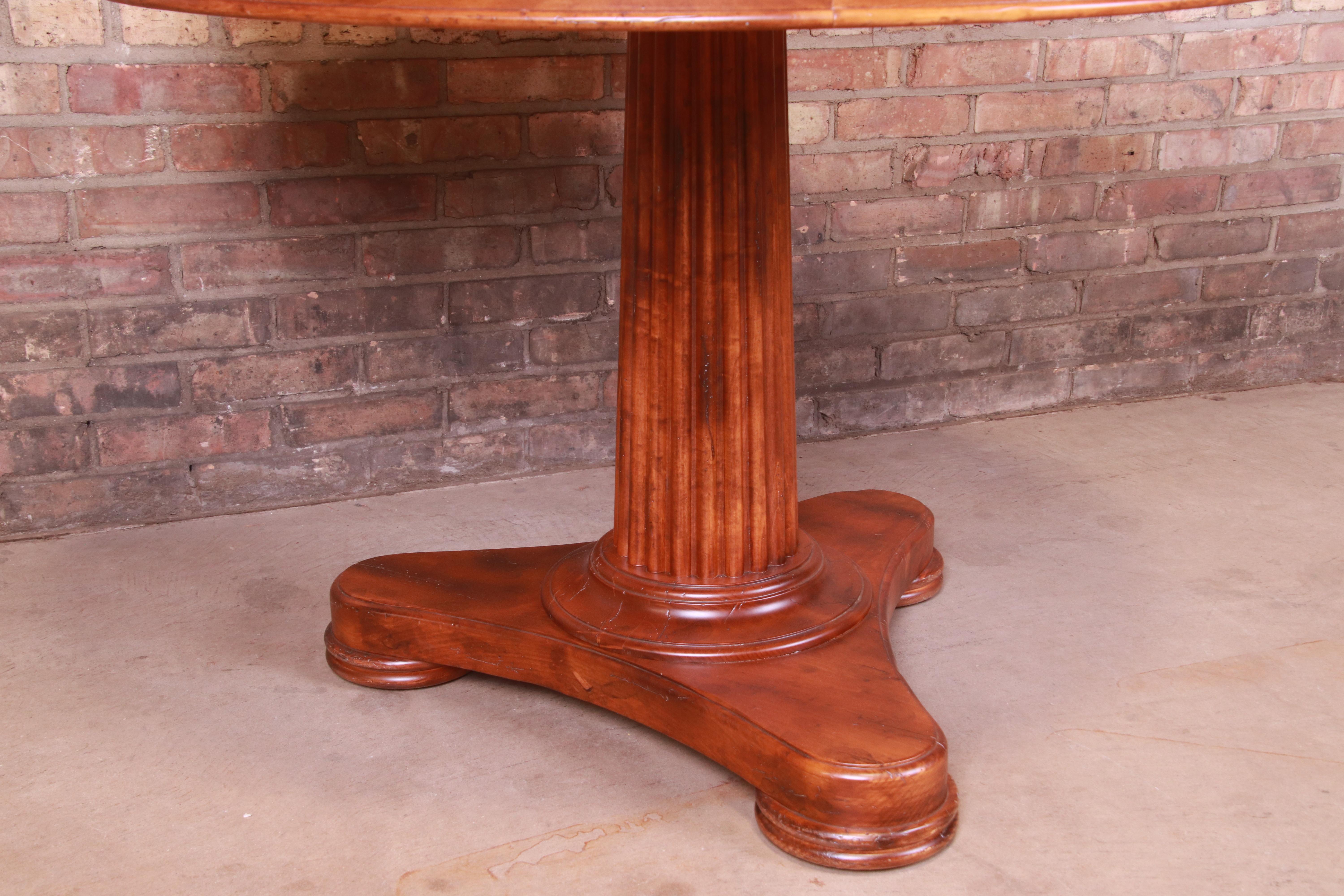 Baker Furniture Italian Empire Maple Pedestal Breakfast Table, Newly Refinished 3