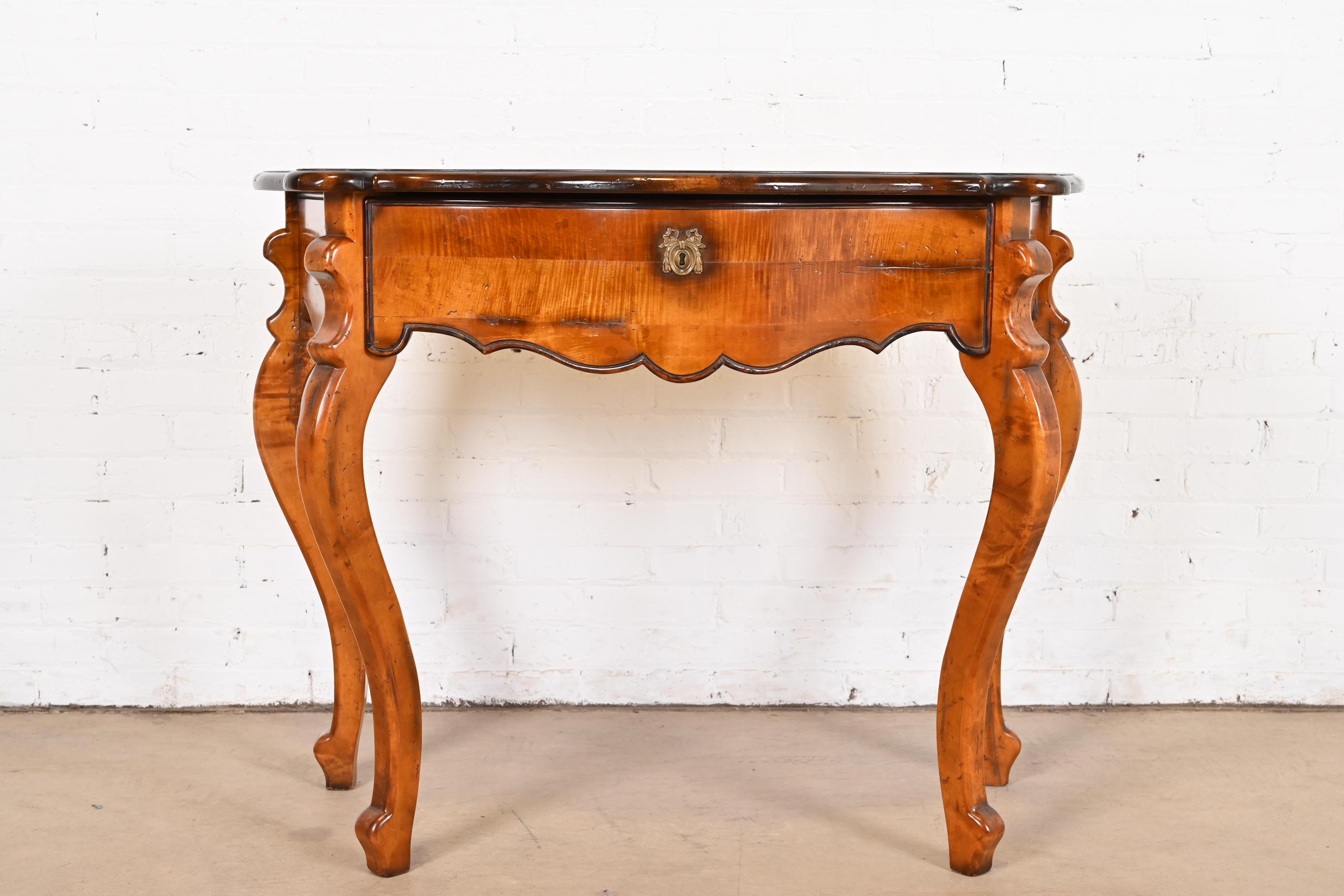 French Provincial Baker Furniture Italian Provincial Carved Maple Console or Entry Table For Sale