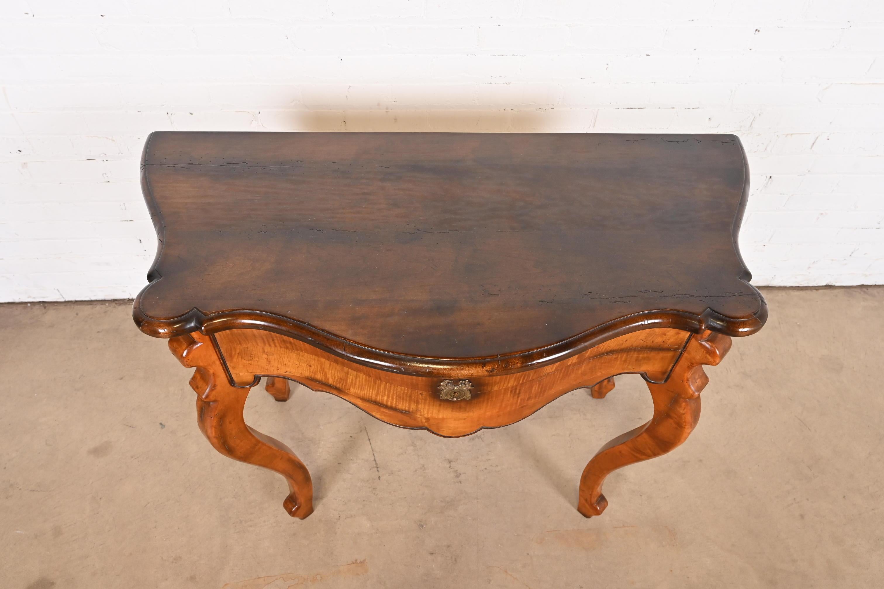 Baker Furniture Italian Provincial Carved Maple Console or Entry Table For Sale 2