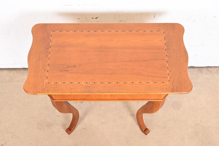 Baker Furniture Italian Provincial Inlaid Walnut Tea Table For Sale at
