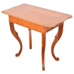 Baker Furniture Italian Provincial Inlaid Walnut Tea Table