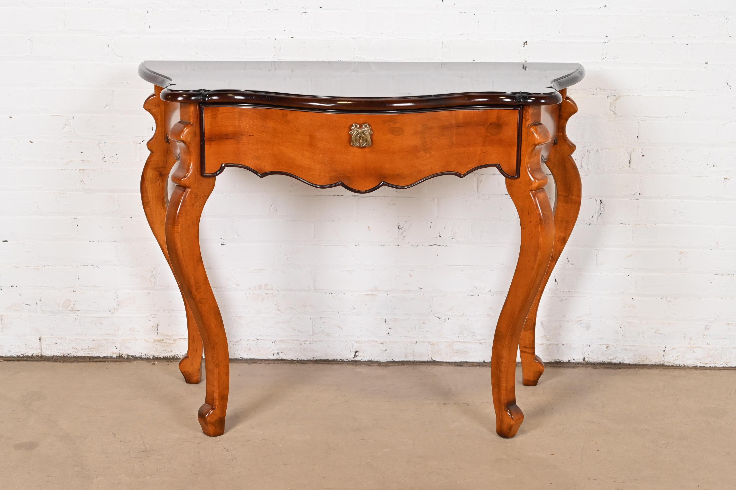 French Provincial Baker Furniture Italian Provincial Louis XV Carved Maple Console or Entry Table For Sale