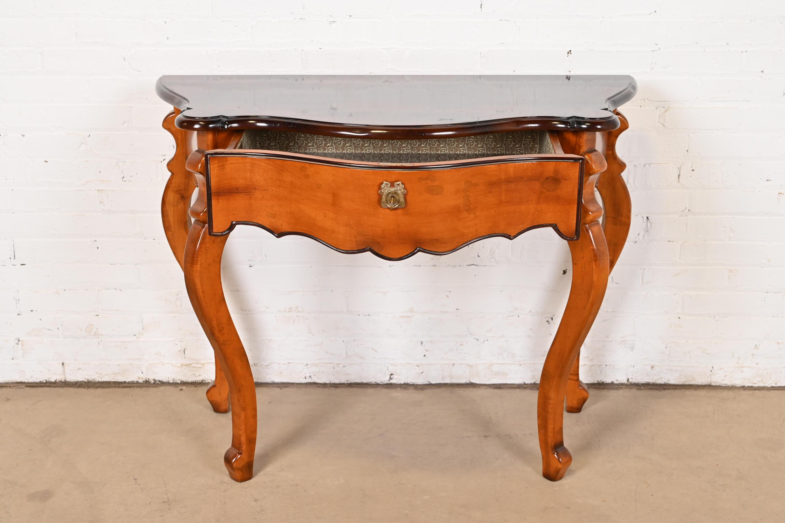 Brass Baker Furniture Italian Provincial Louis XV Carved Maple Console or Entry Table For Sale
