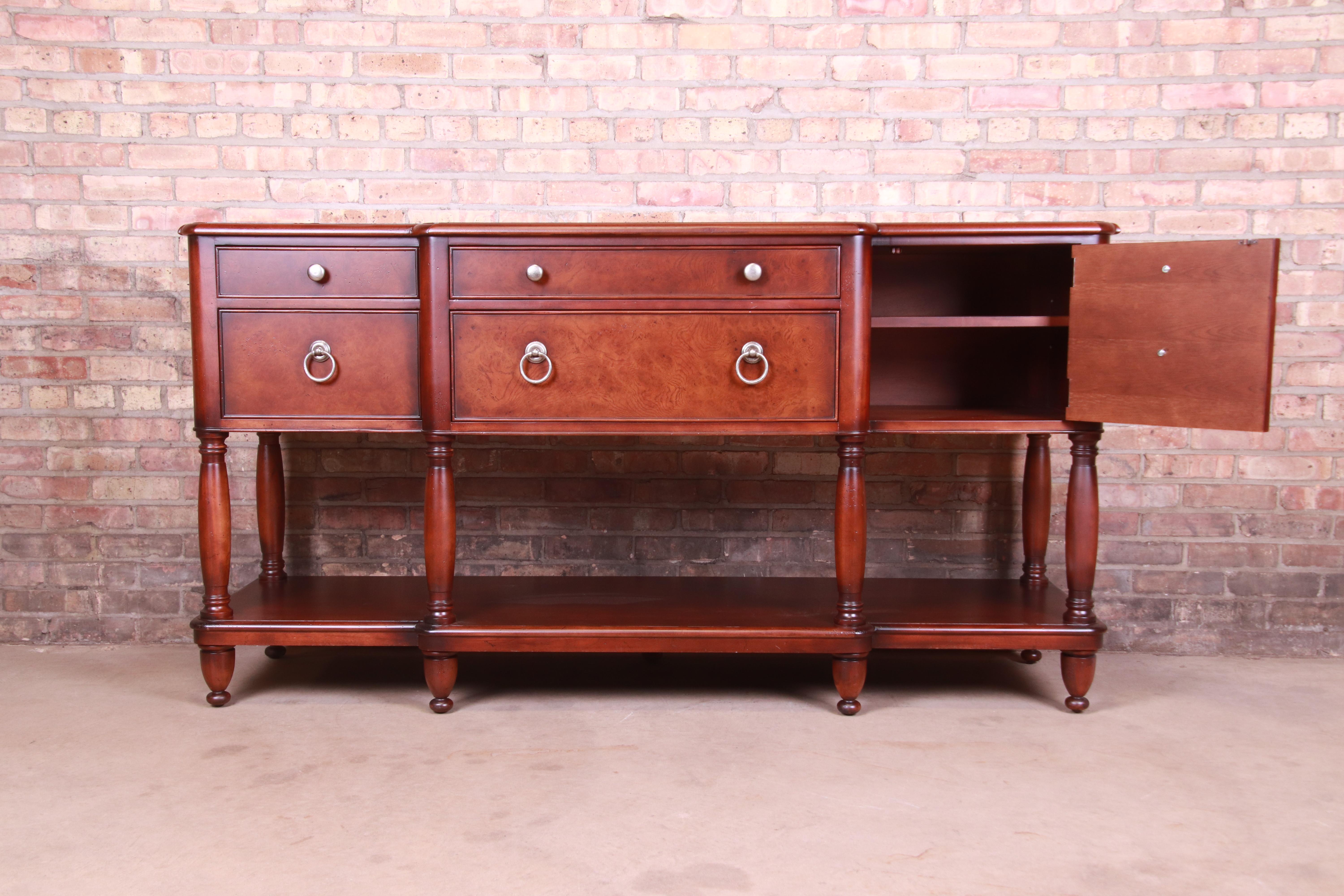Baker Furniture Italian Provincial Mahogany and Burl Wood Sideboard, Refinished 3