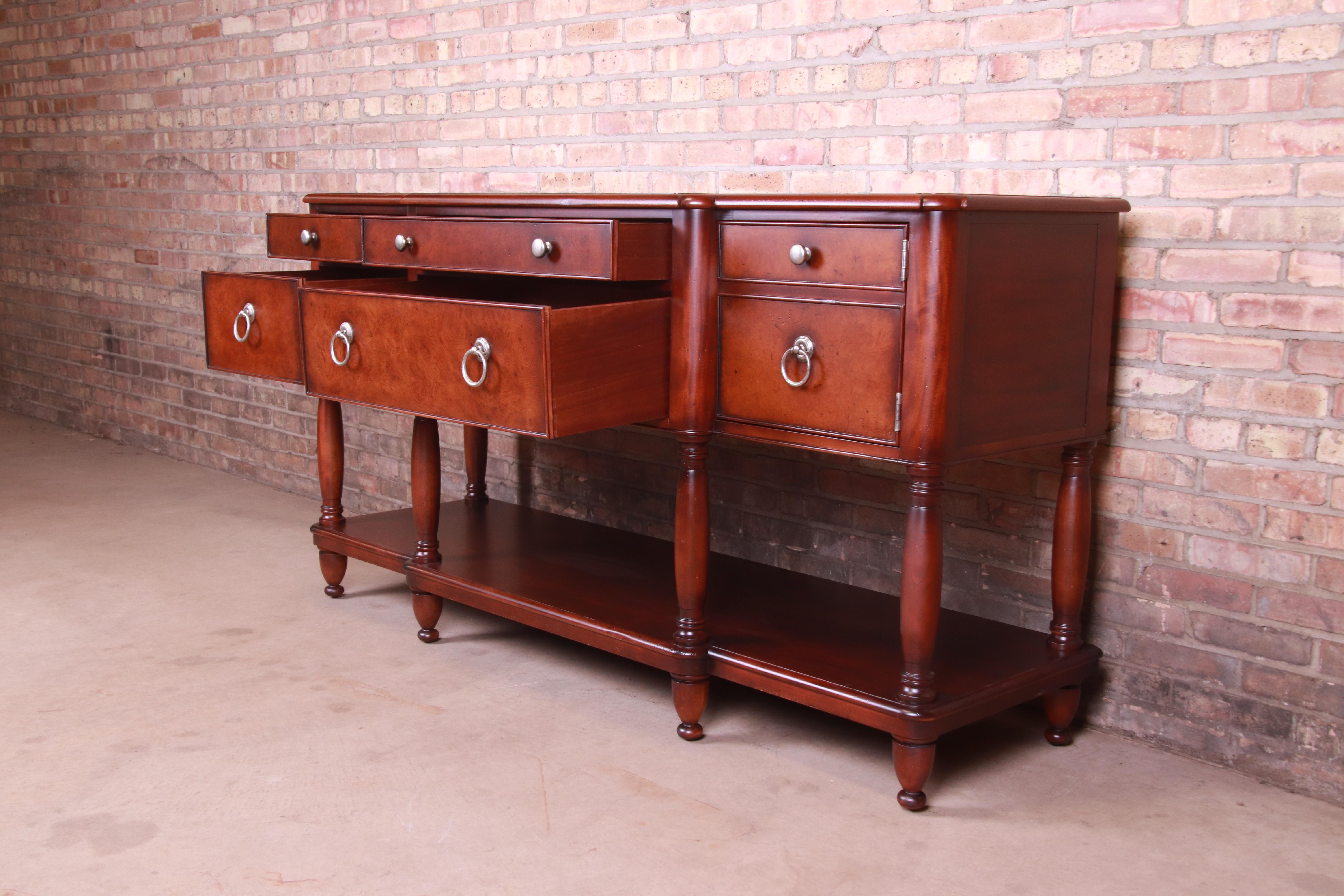 Baker Furniture Italian Provincial Mahogany and Burl Wood Sideboard, Refinished 1