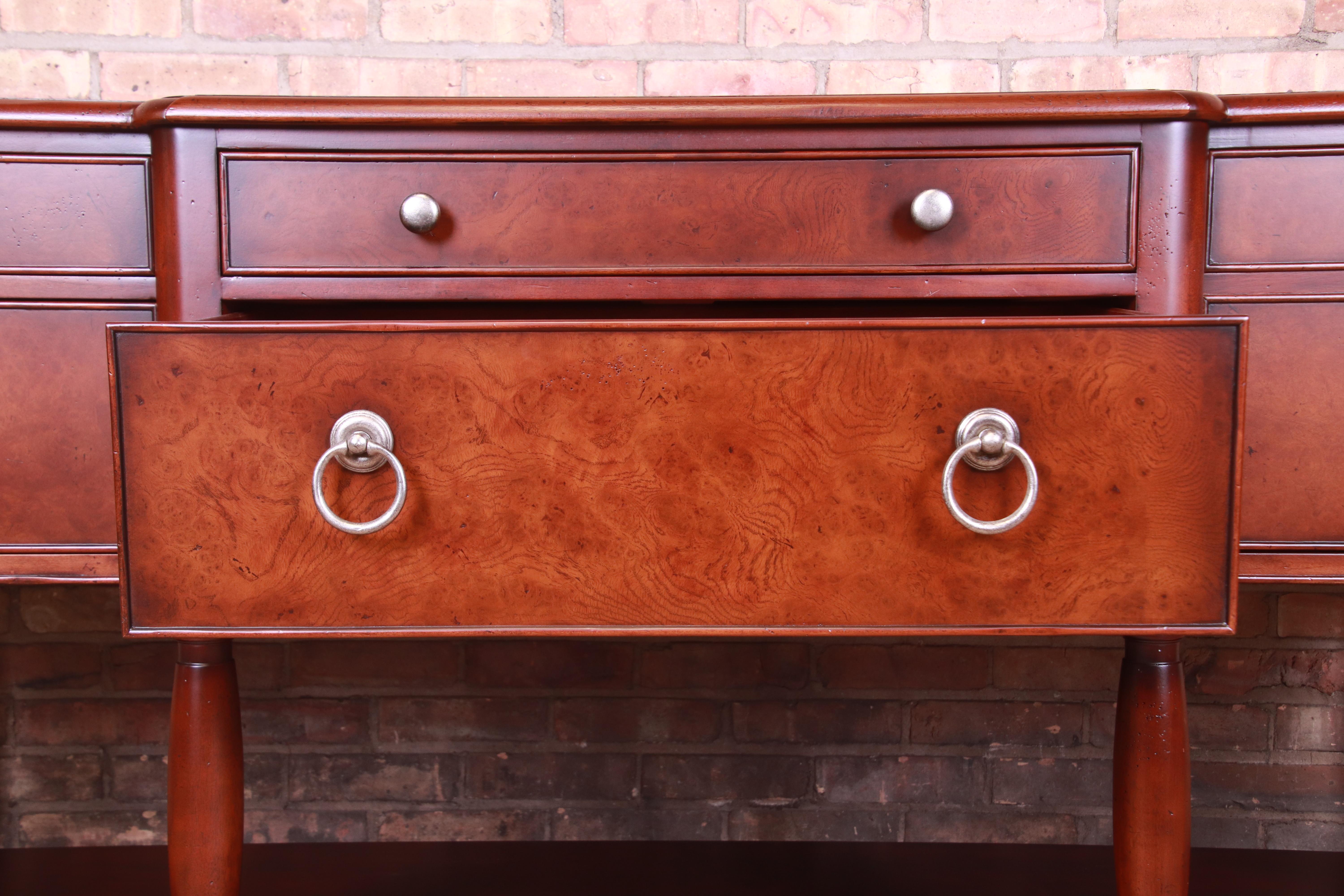 Baker Furniture Italian Provincial Mahogany and Burl Wood Sideboard, Refinished 2