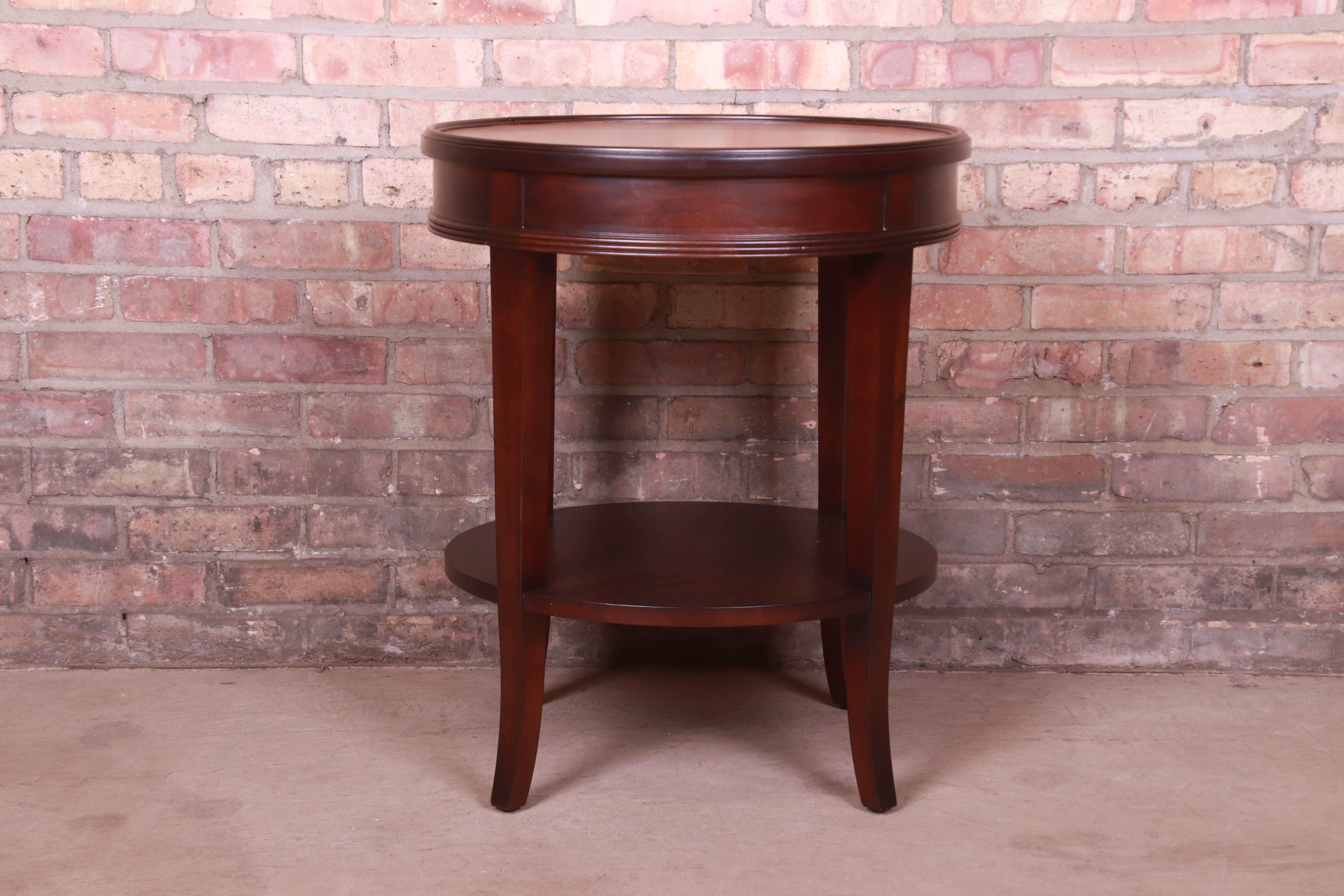 Baker Furniture Italian Provincial Mahogany and Burl Wood Tea Table, Refinished For Sale 8