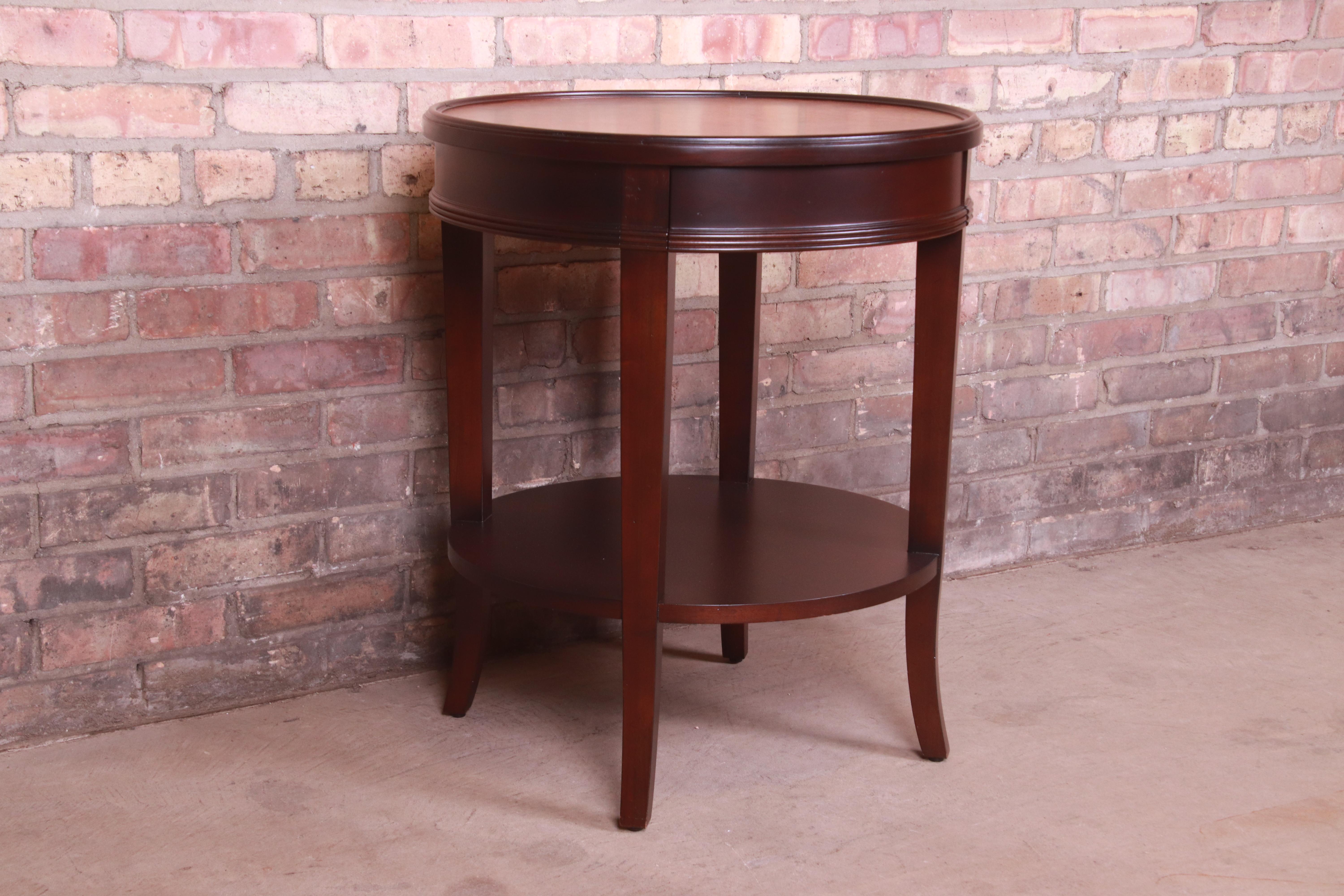 20th Century Baker Furniture Italian Provincial Mahogany and Burl Wood Tea Table, Refinished For Sale