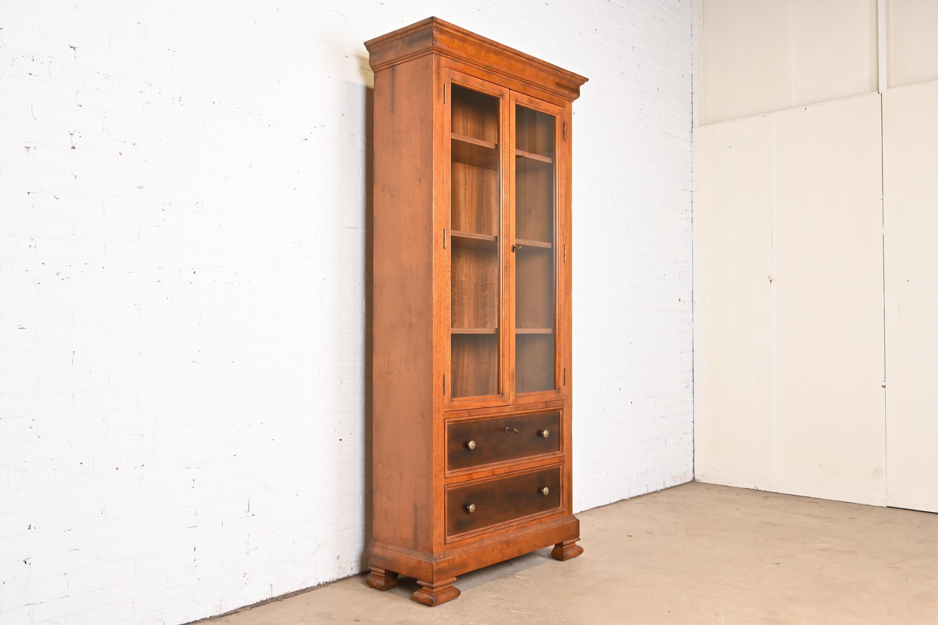 20th Century Baker Furniture Italian Provincial Maple Bibliotheque Bookcase Cabinet For Sale