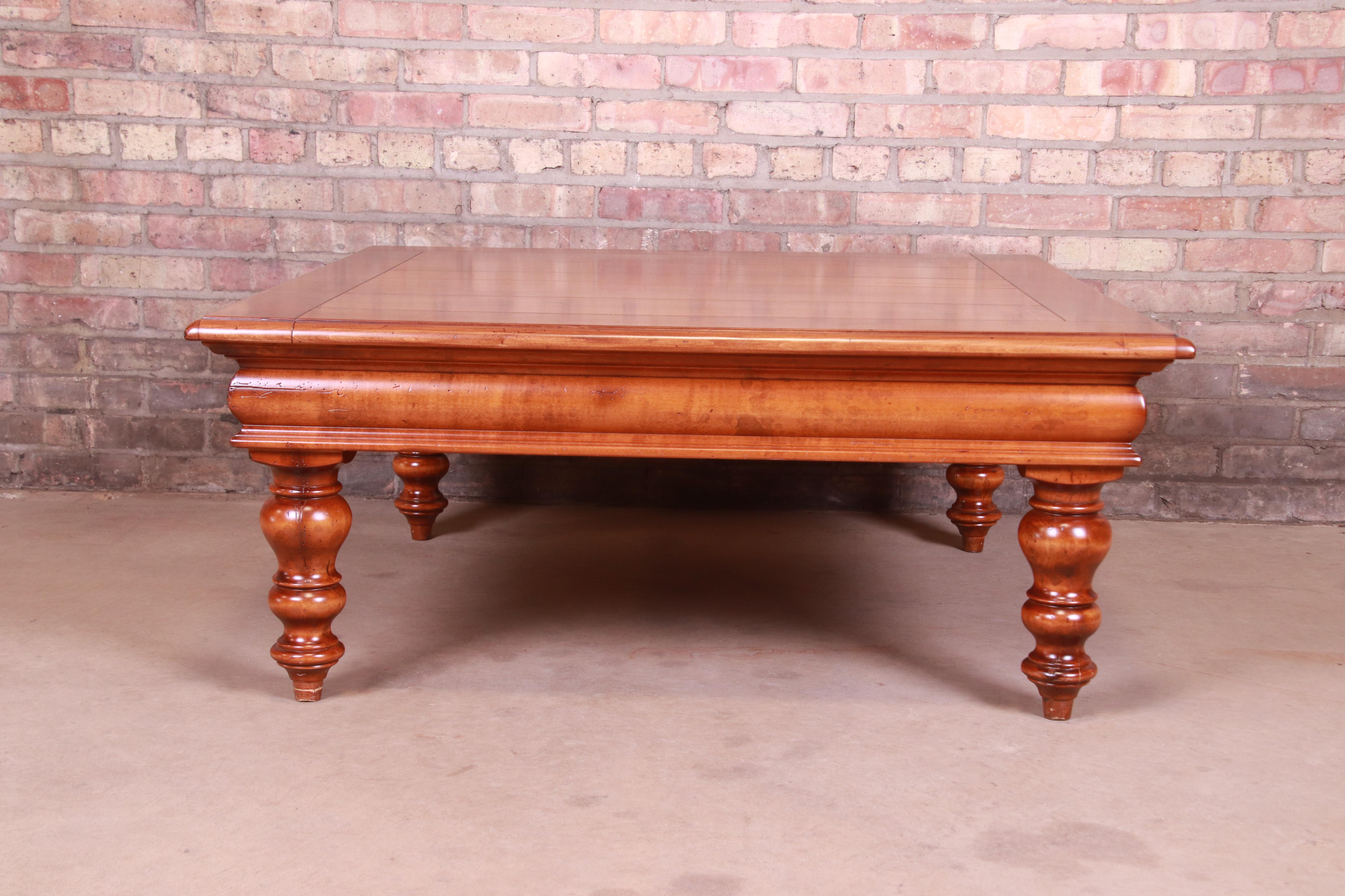 Baker Furniture Italian Provincial Maple Coffee Table, Newly Refinished For Sale 4