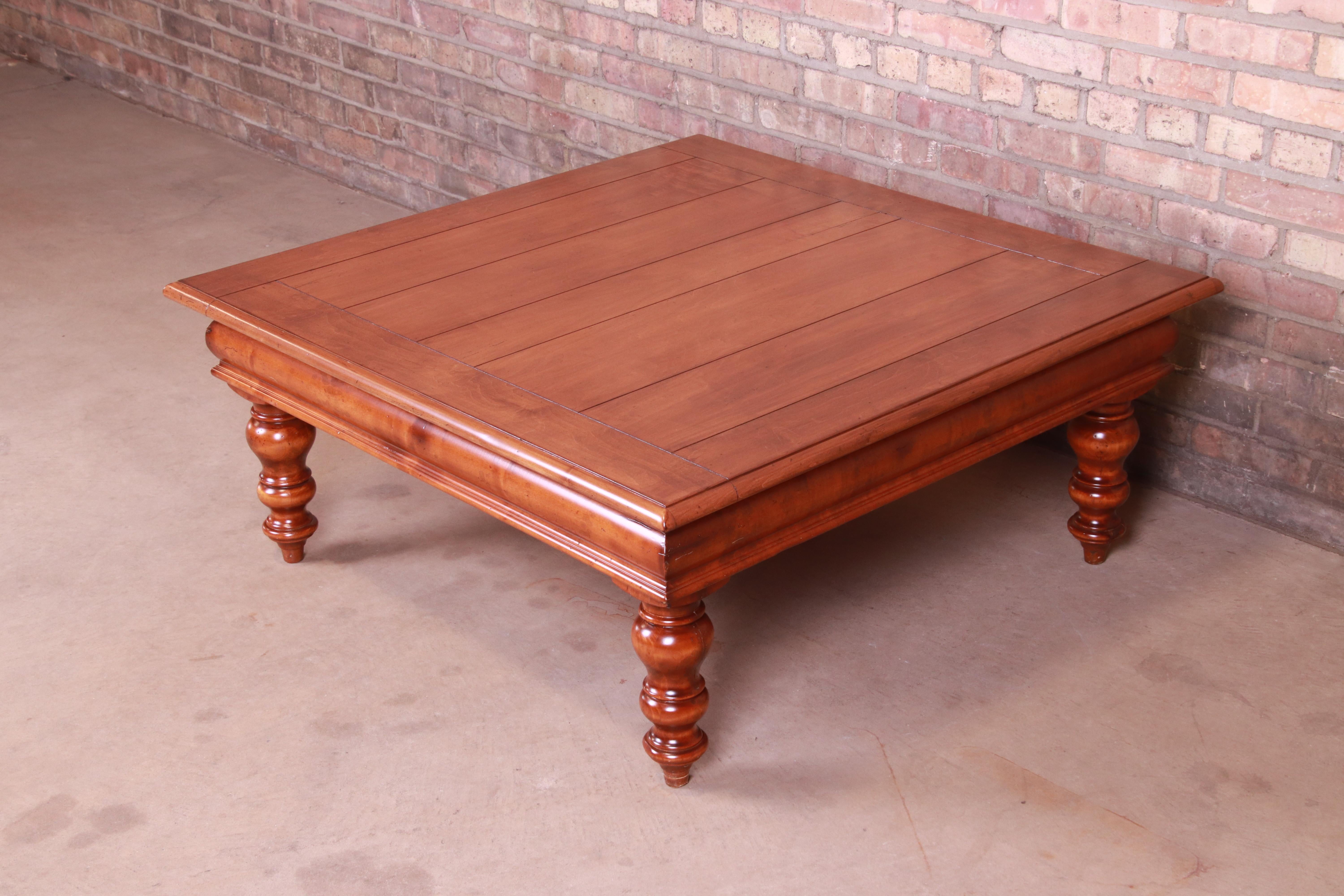 French Provincial Baker Furniture Italian Provincial Maple Coffee Table, Newly Refinished For Sale