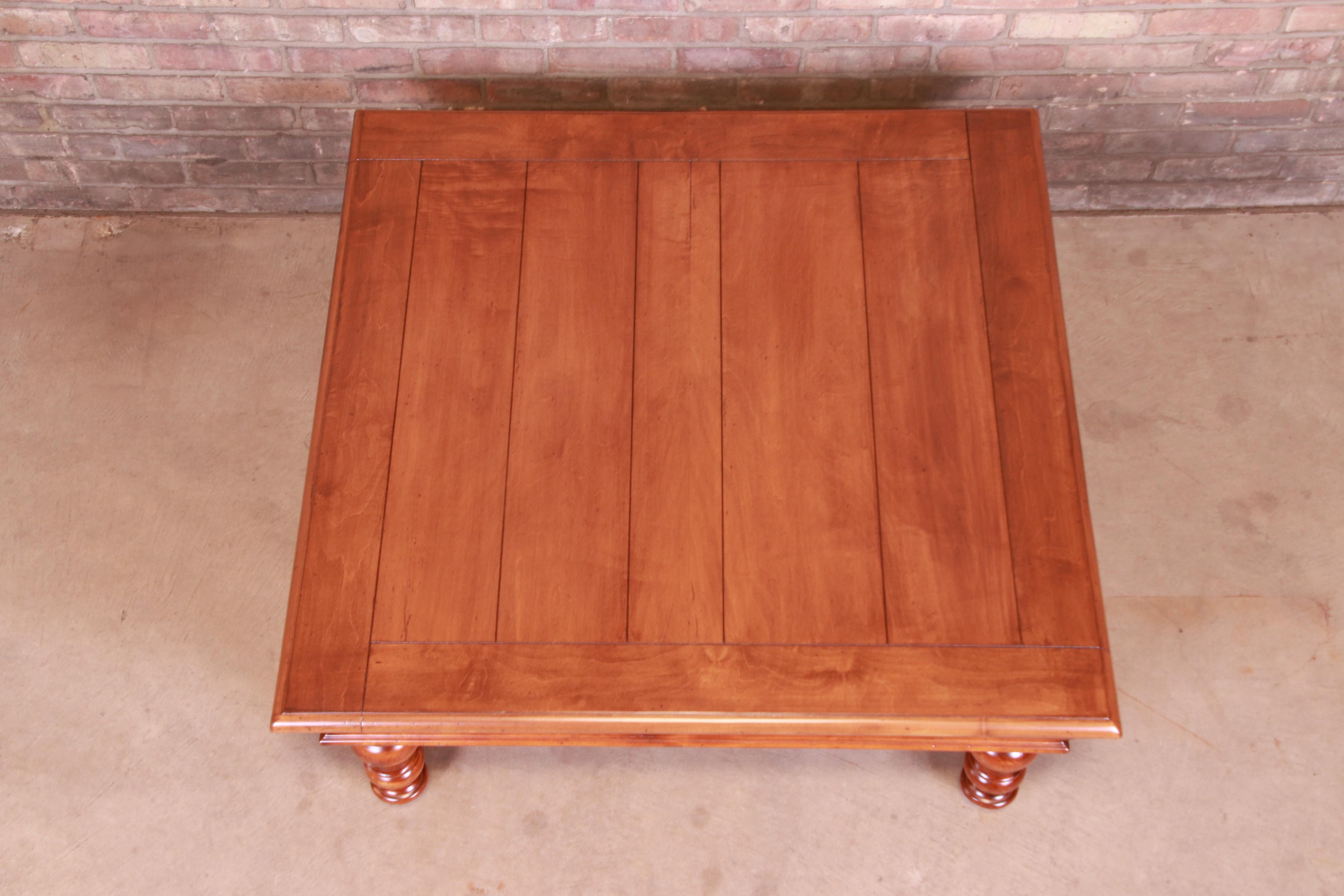 Baker Furniture Italian Provincial Maple Coffee Table, Newly Refinished For Sale 2