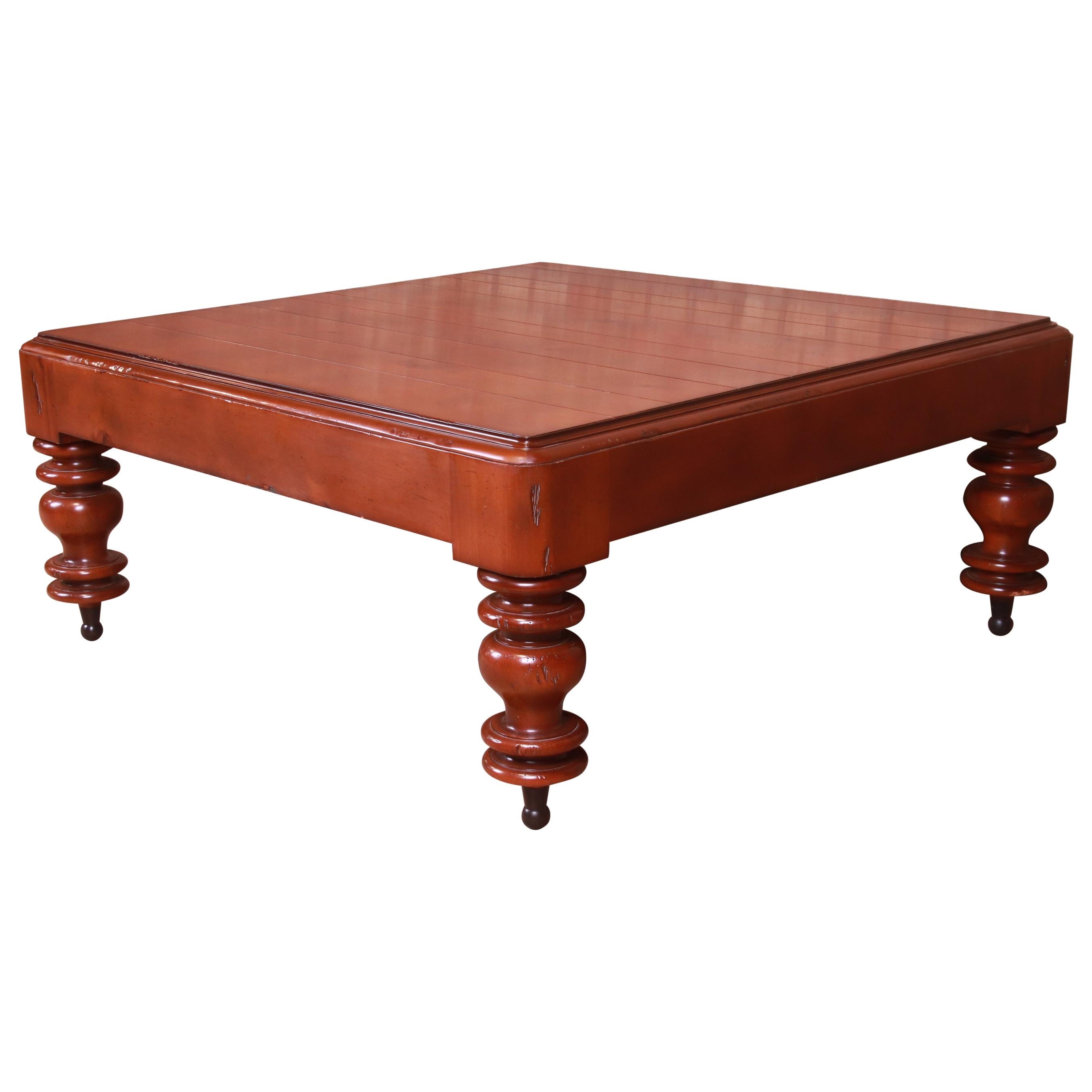 Antique Guatemalan Wooden Coffee Table with Turned Legs at 1stDibs