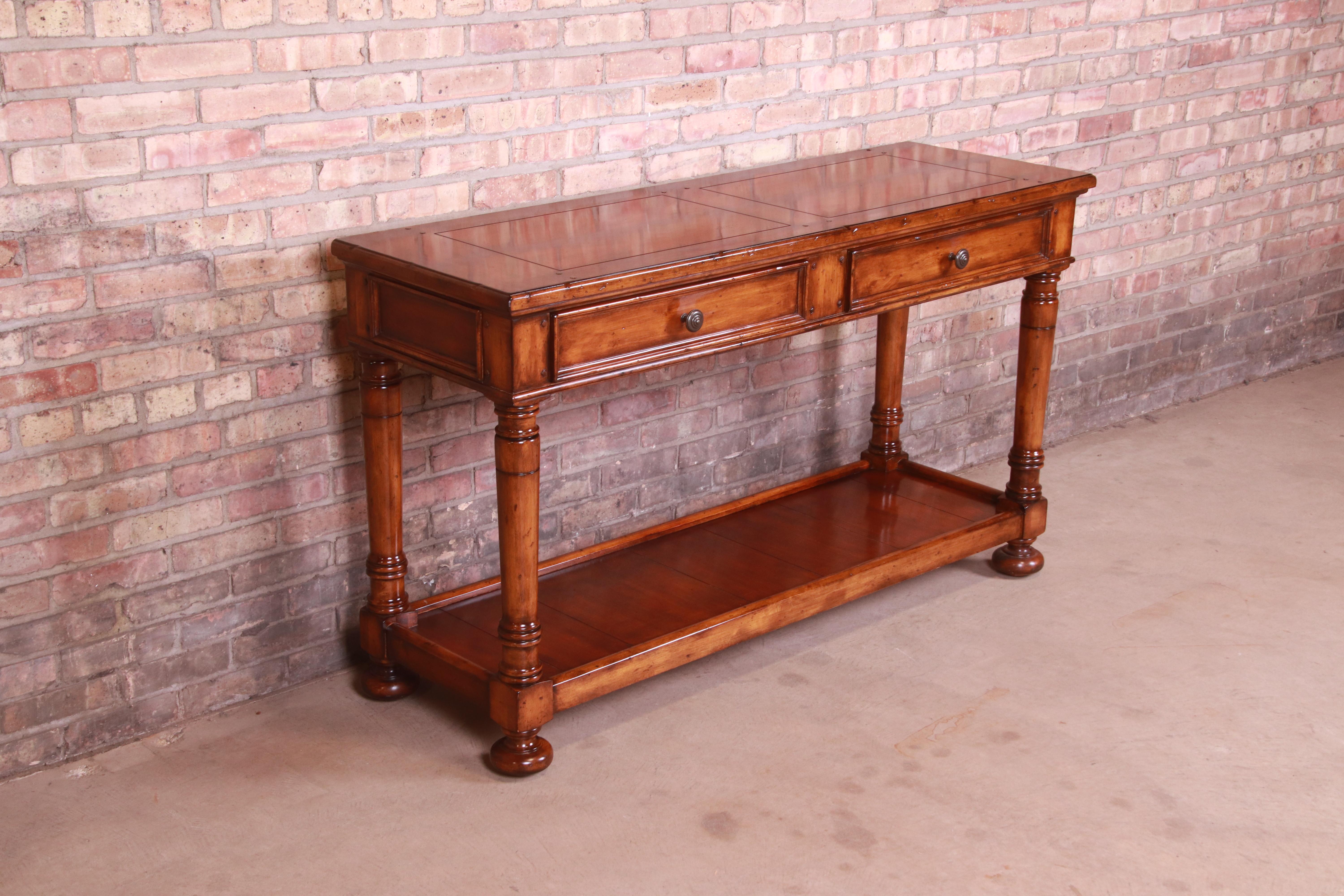 Baker Furniture Italian Provincial Maple Console Table In Good Condition In South Bend, IN