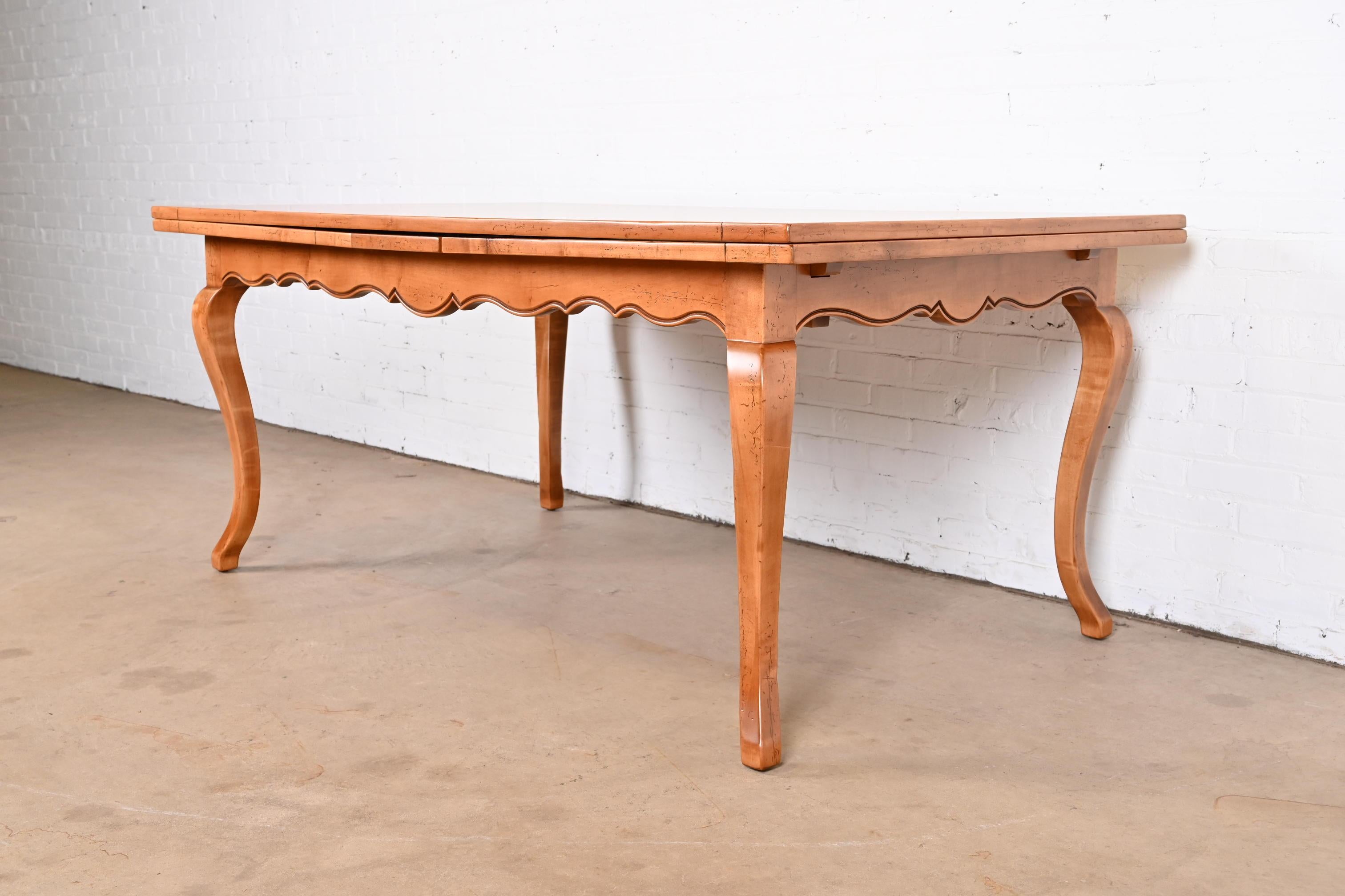 French Provincial Baker Furniture Italian Provincial Maple Harvest Farm Table, Newly Refinished For Sale