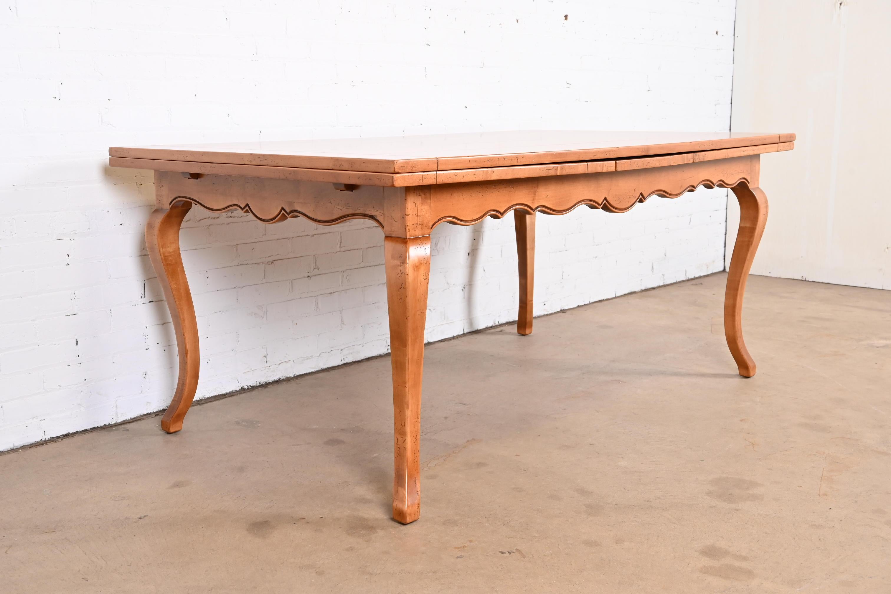 20th Century Baker Furniture Italian Provincial Maple Harvest Farm Table, Newly Refinished For Sale