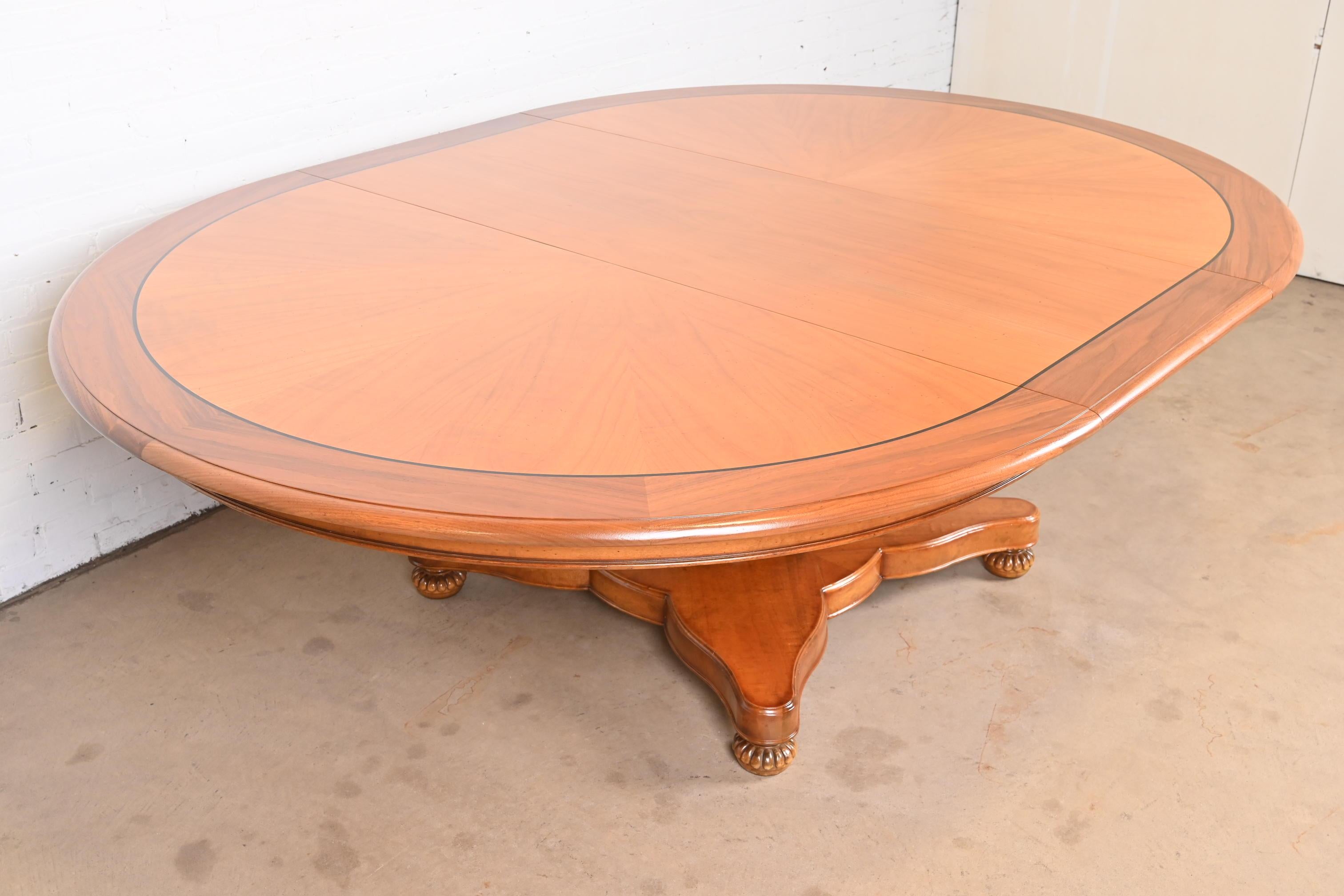 Baker Furniture Italian Provincial Pedestal Extension Dining Table, Refinished For Sale 8