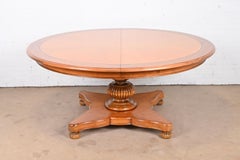 Baker Furniture Italian Provincial Pedestal Extension Dining Table, Refinished