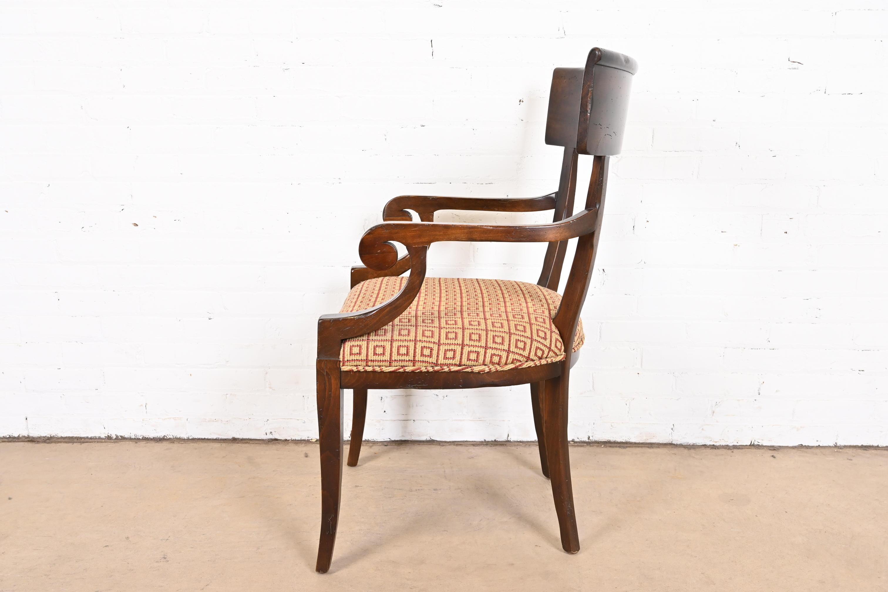 Baker Furniture Italian Regency Walnut Klismos Dining Chairs, Set of Eight 13