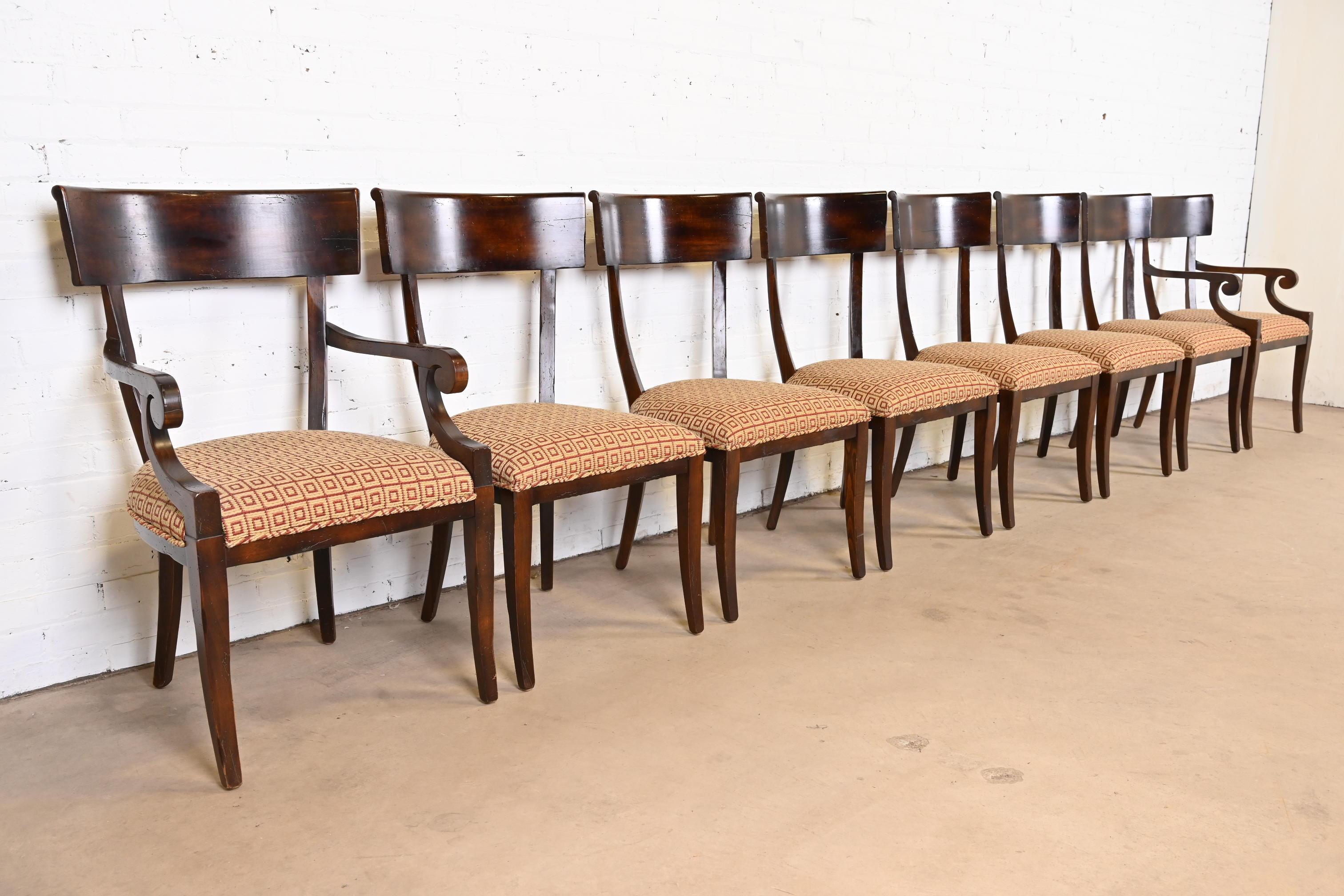 Baker Furniture Italian Regency Walnut Klismos Dining Chairs, Set of Eight 1