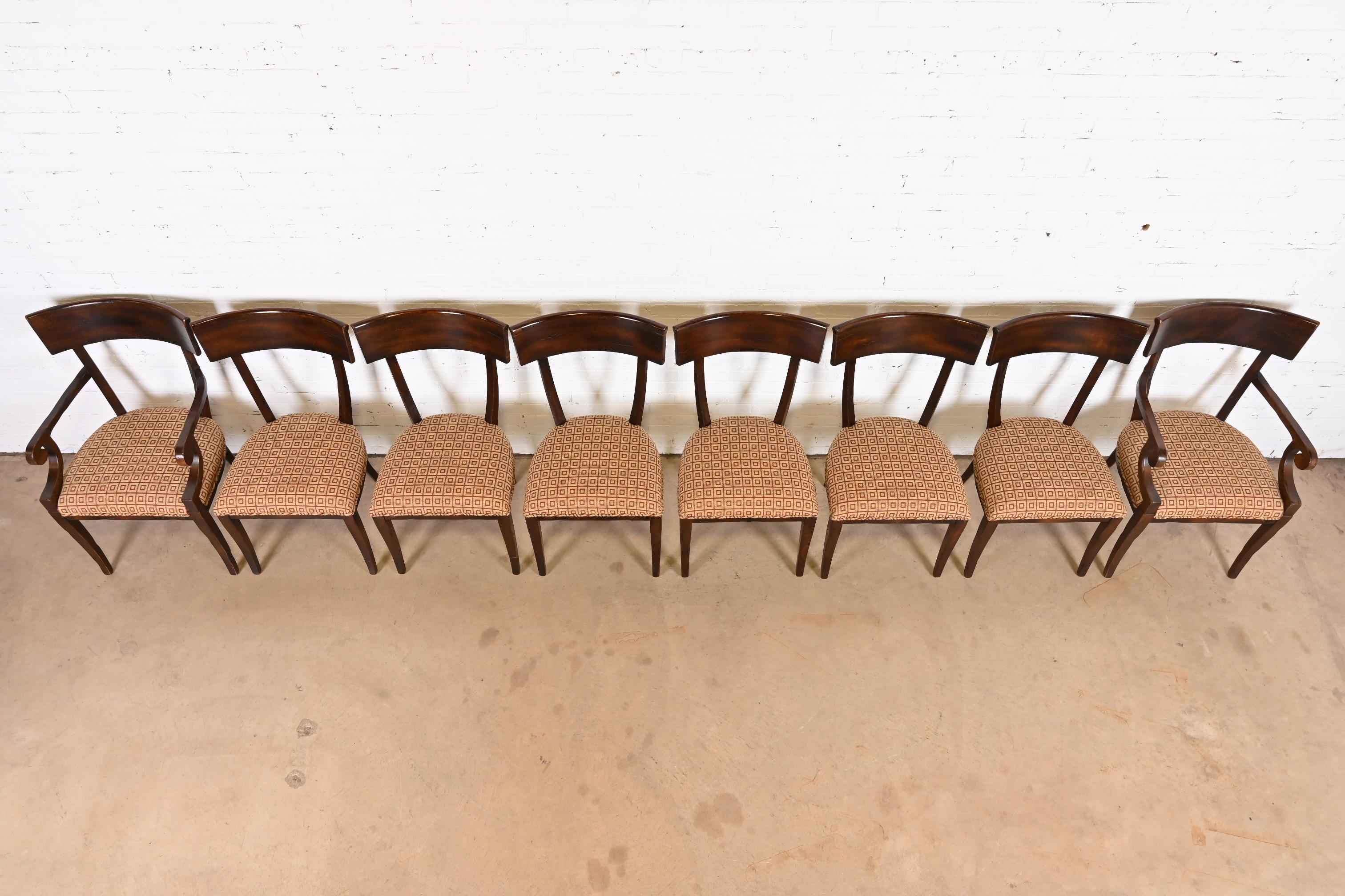Baker Furniture Italian Regency Walnut Klismos Dining Chairs, Set of Eight 2