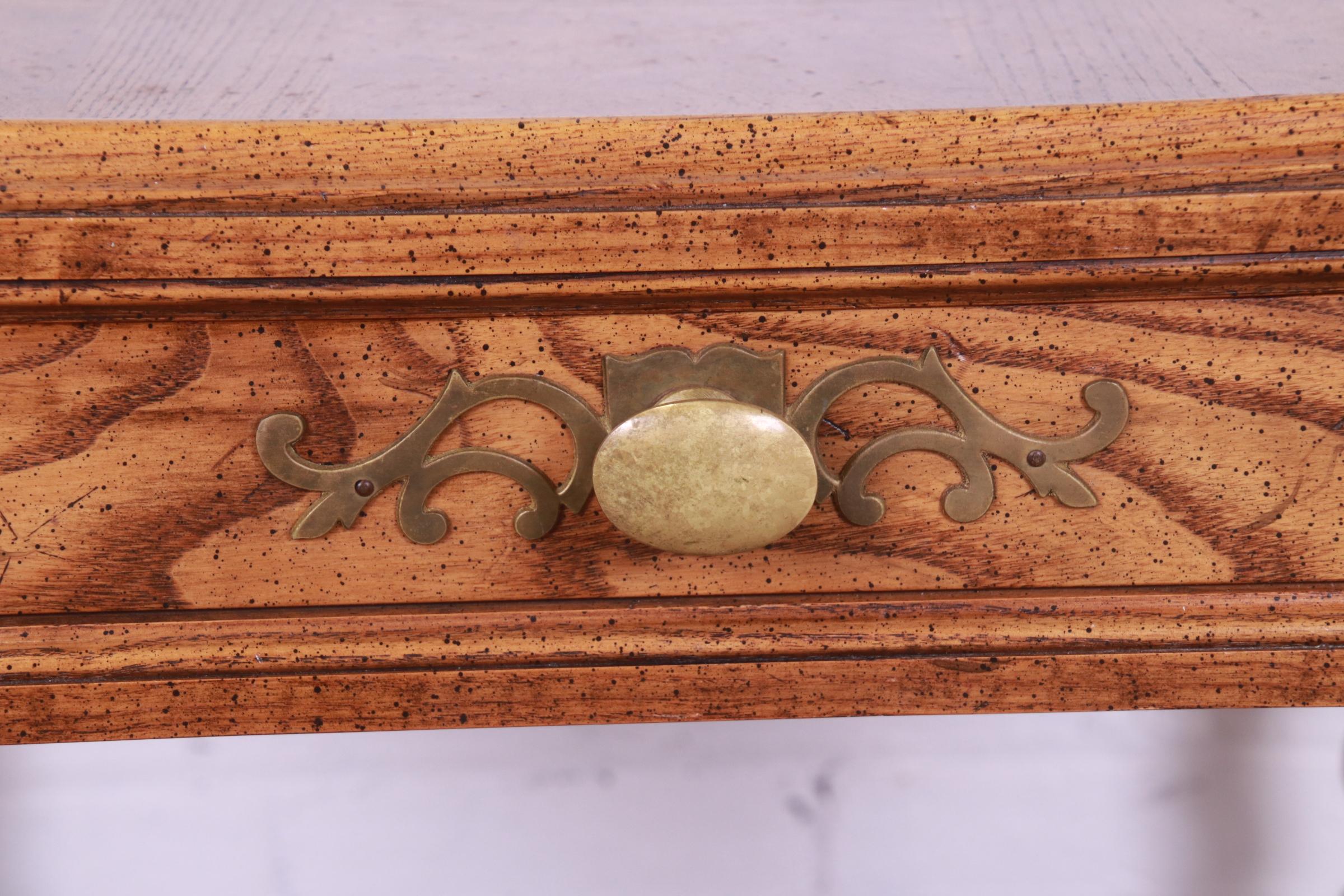 Baker Furniture Jacobean English Barley Twist Oak, Burl, and Cane Tea Table 5