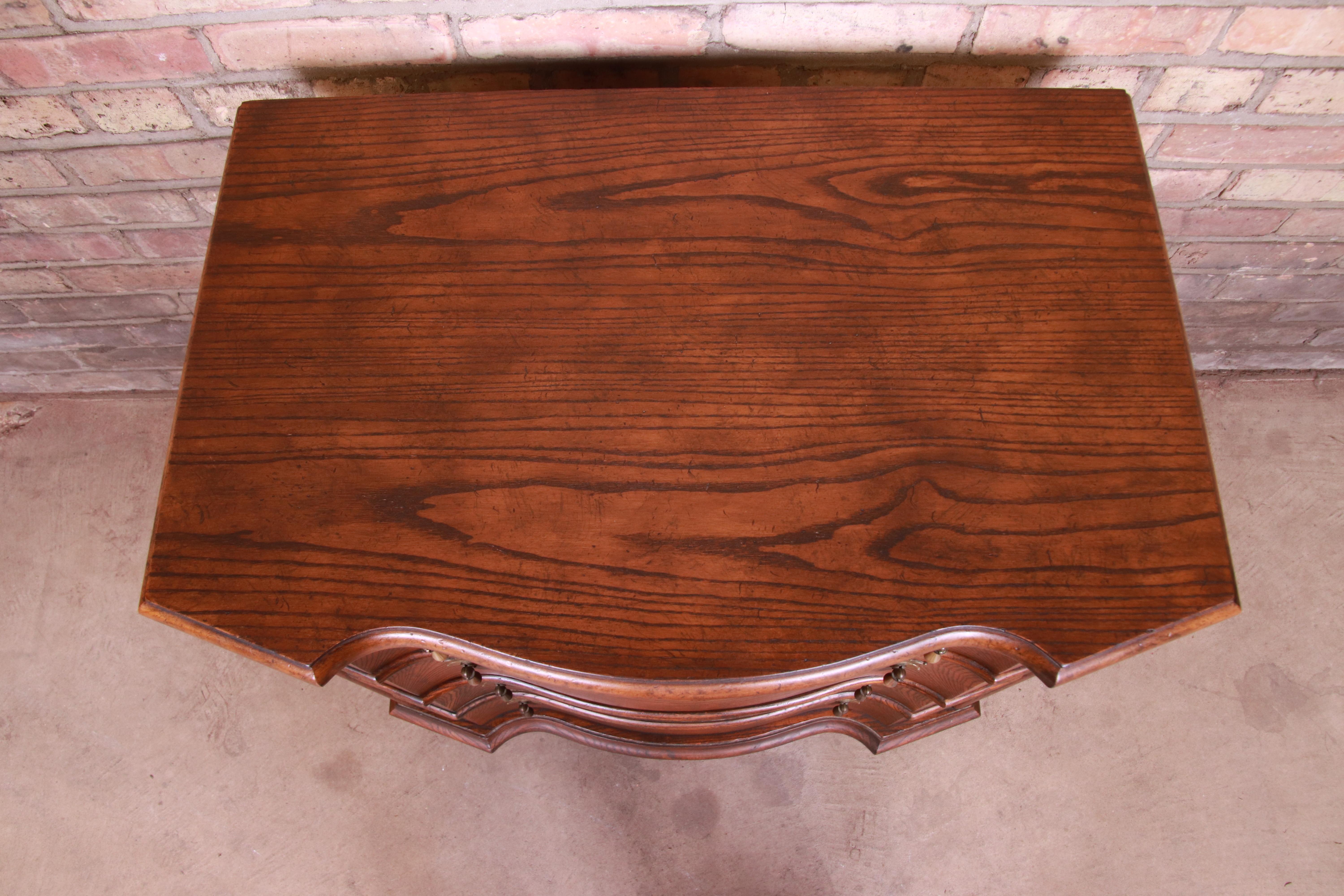 Baker Furniture Jacobean Solid Oak Bachelor Chest or Commode 8
