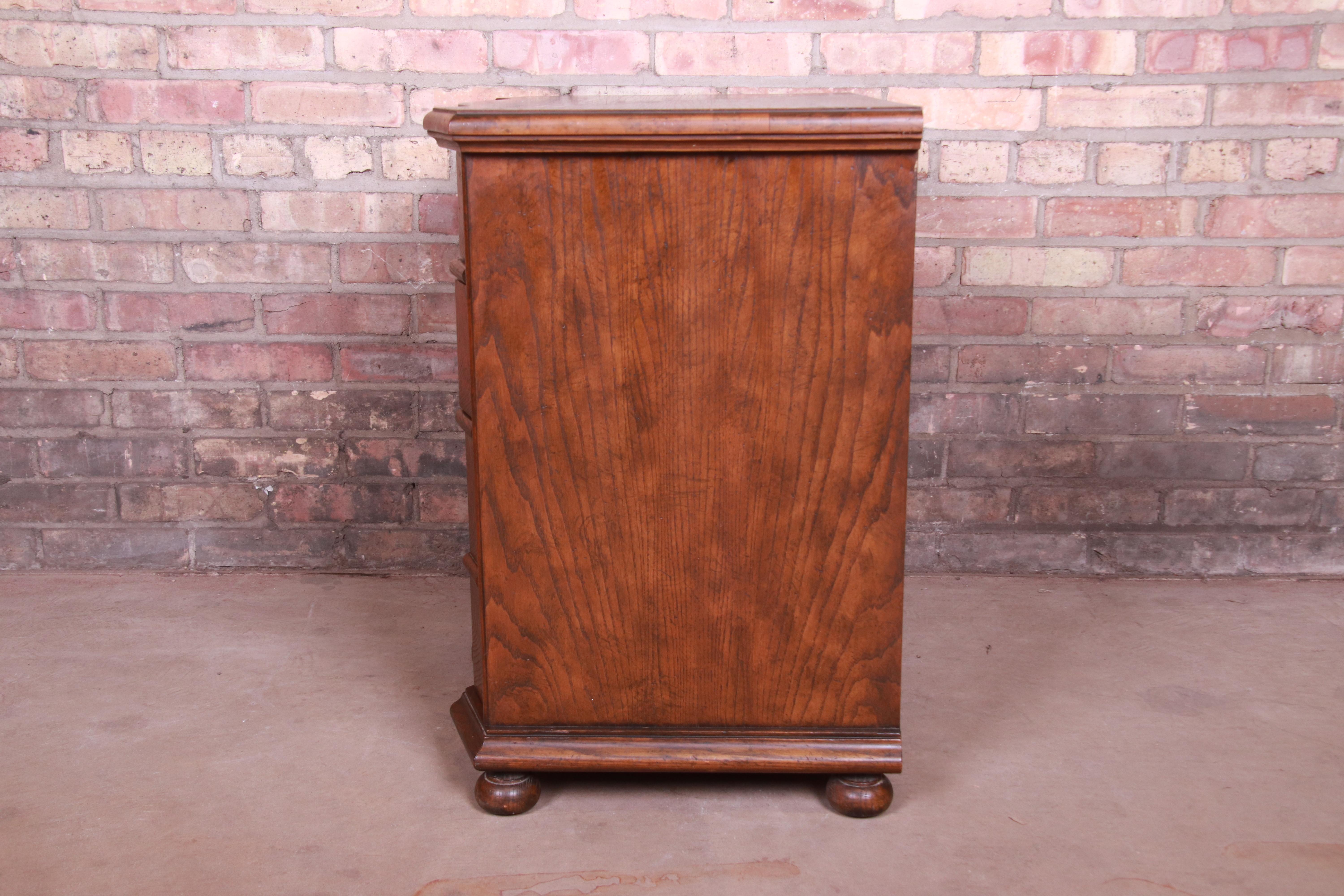 Baker Furniture Jacobean Solid Oak Bachelor Chest or Commode 9