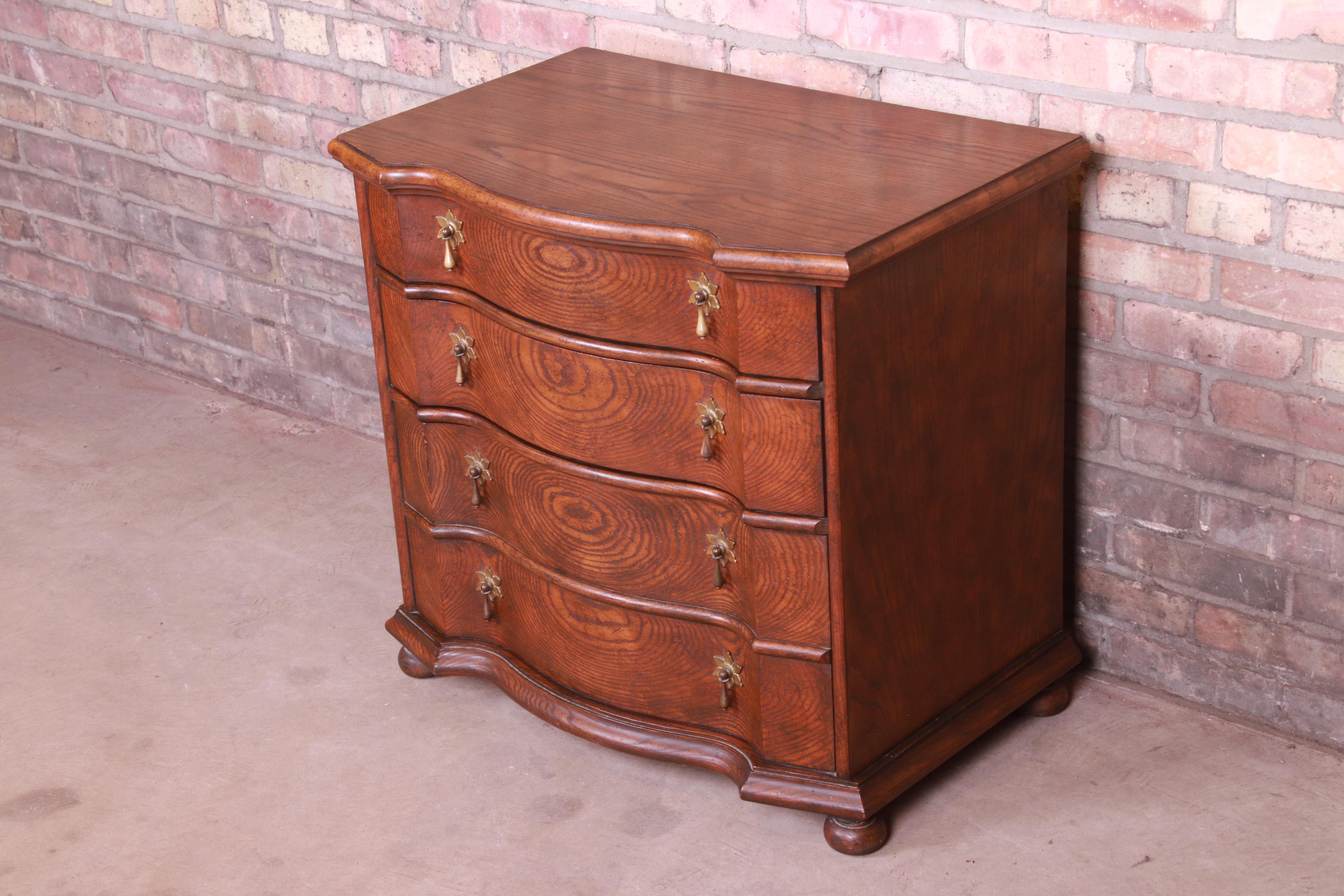 Baker Furniture Jacobean Solid Oak Bachelor Chest or Commode In Good Condition In South Bend, IN