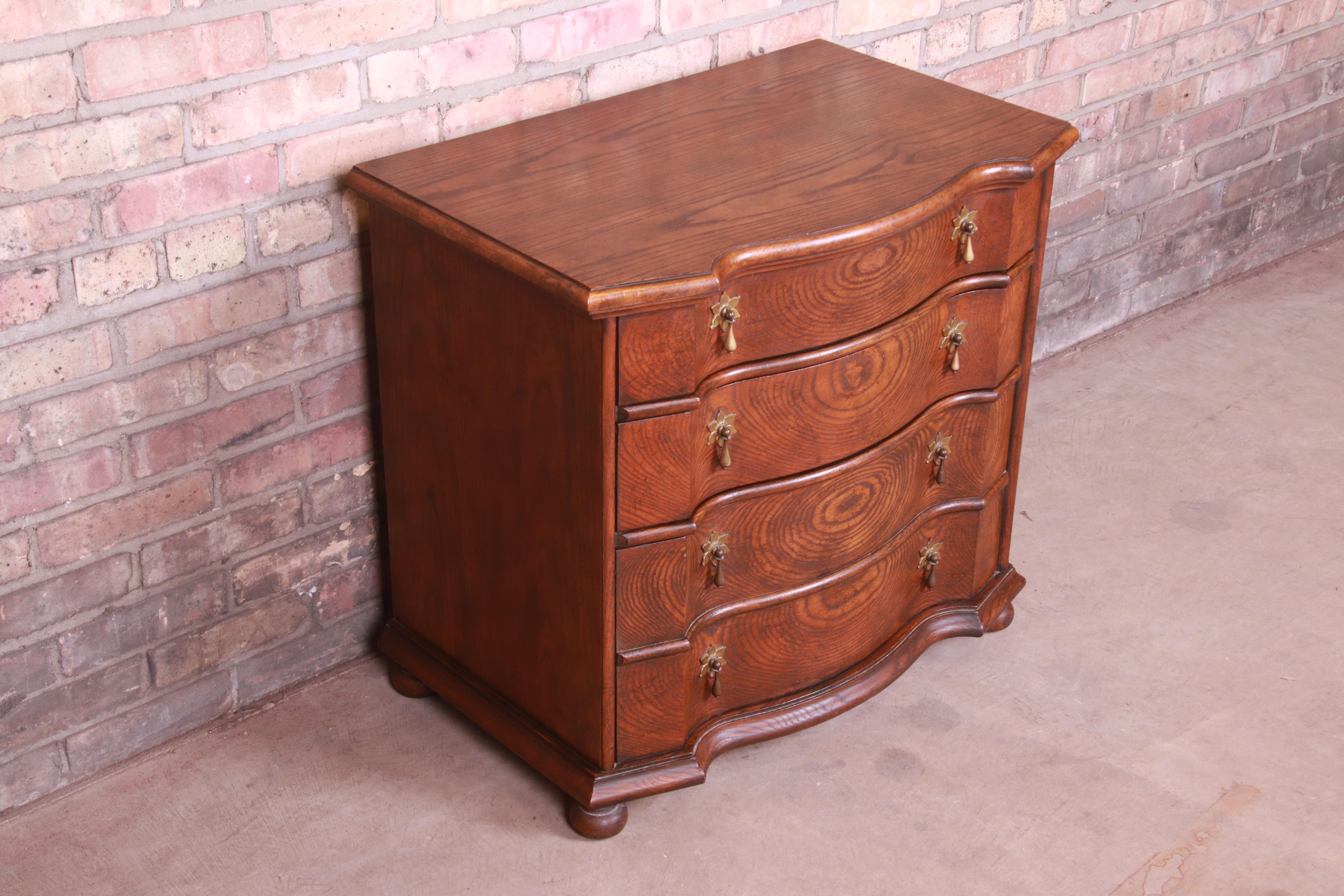 20th Century Baker Furniture Jacobean Solid Oak Bachelor Chest or Commode