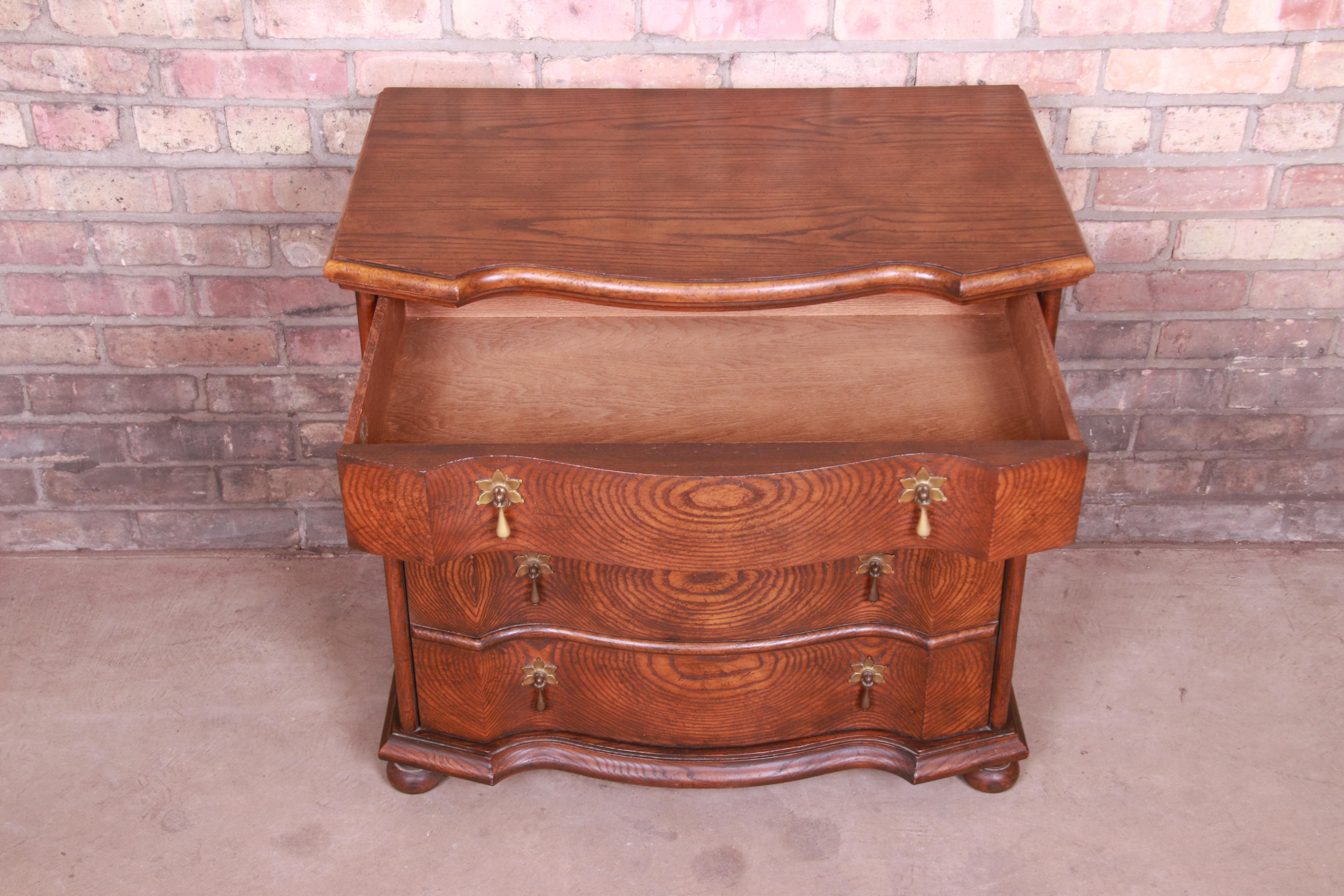 Baker Furniture Jacobean Solid Oak Bachelor Chest or Commode 1
