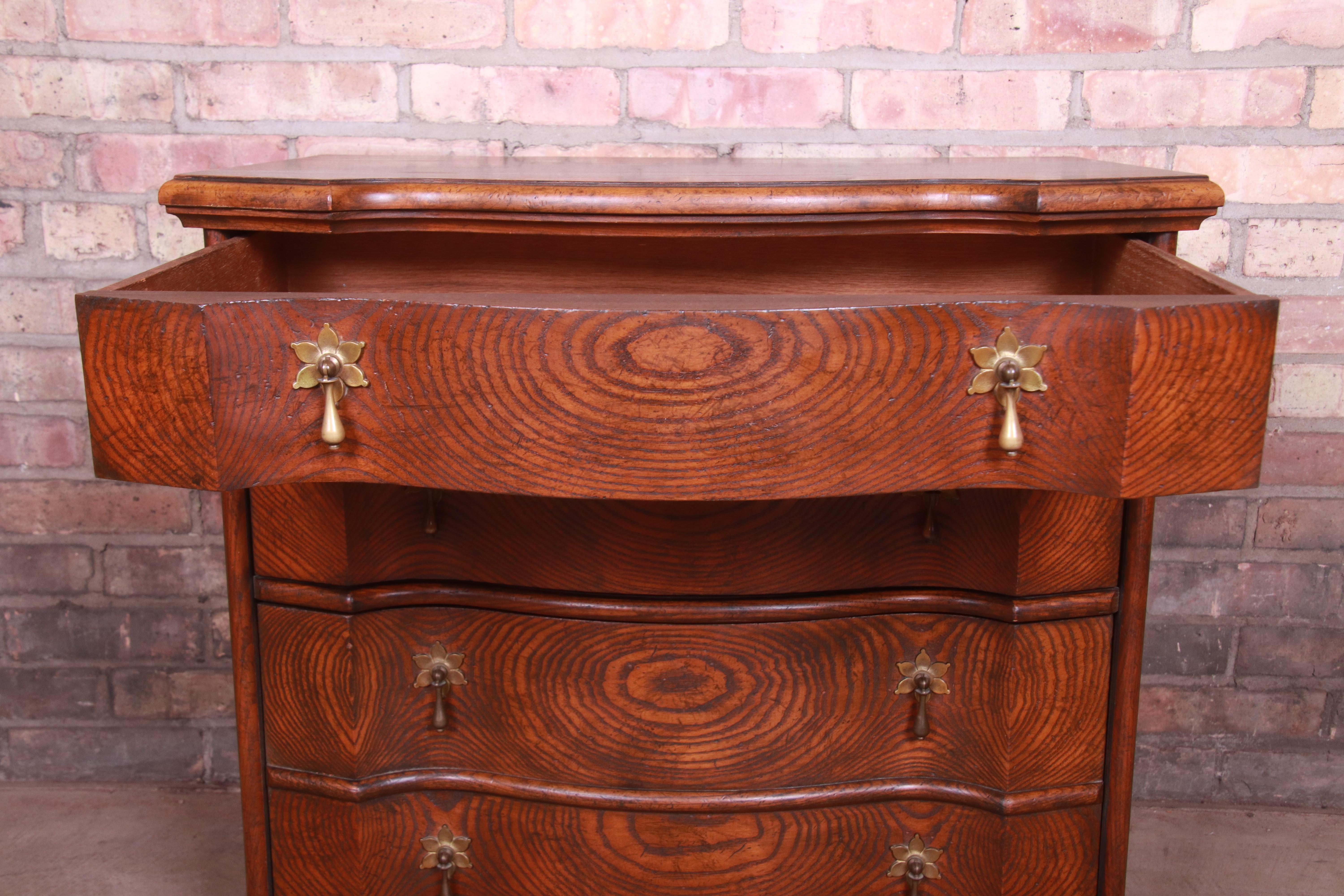 Baker Furniture Jacobean Solid Oak Bachelor Chest or Commode 2