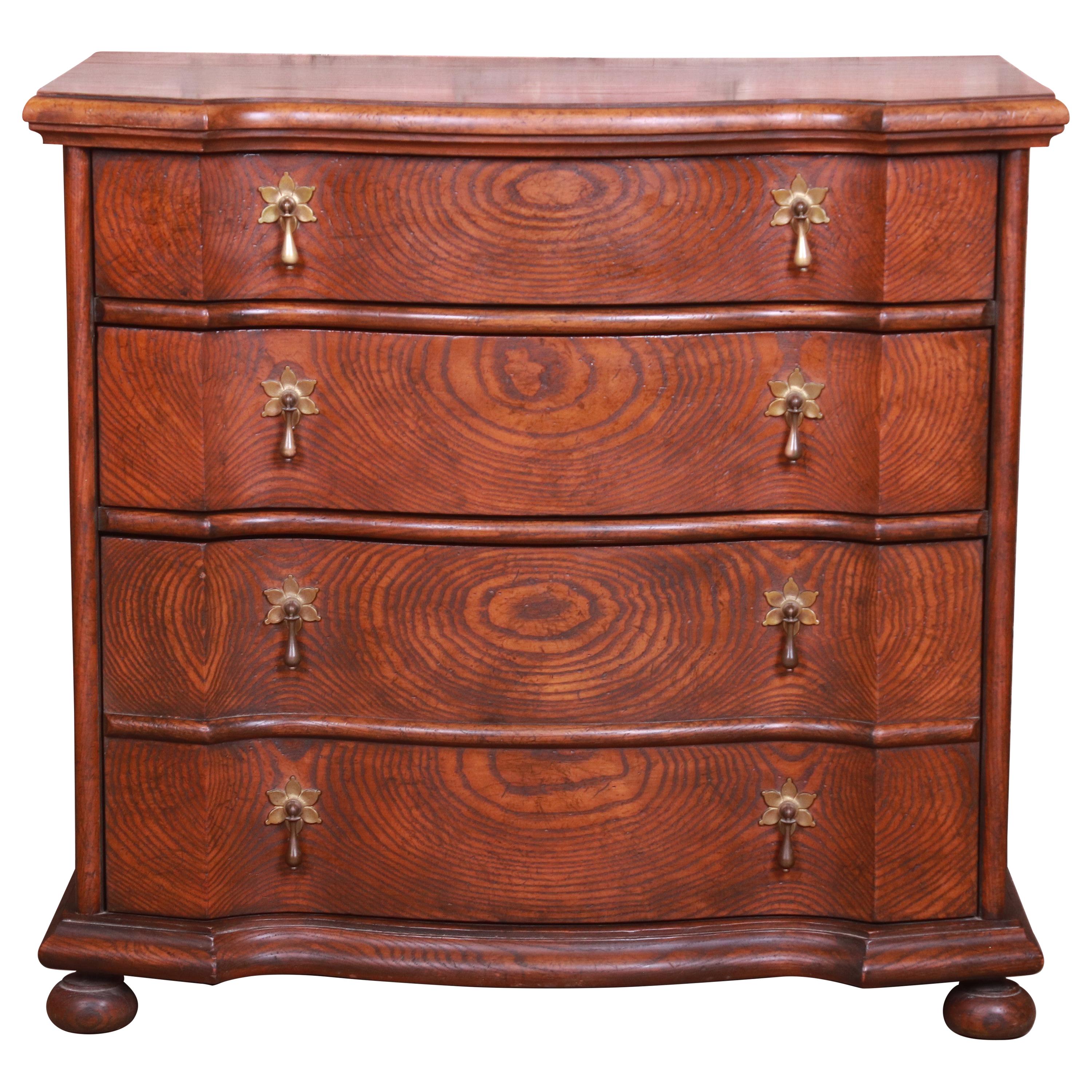 Baker Furniture Jacobean Solid Oak Bachelor Chest or Commode