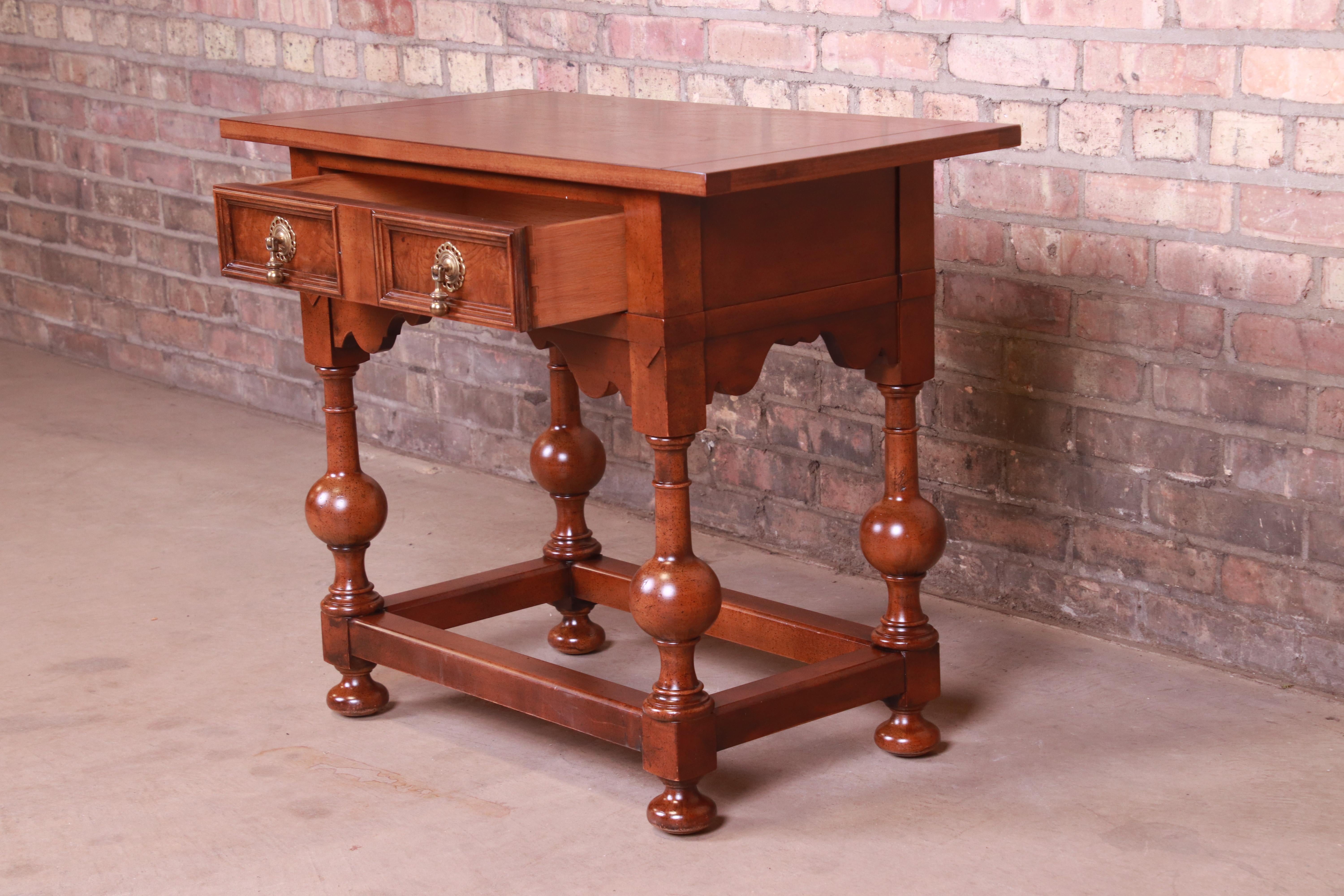 Baker Furniture Jacobean Walnut Side Table or Entry Table, Newly Refinished 4