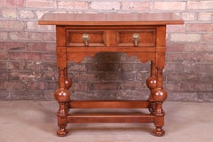 Baker Furniture Jacobean Walnut Side Table or Entry Table, Newly Refinished