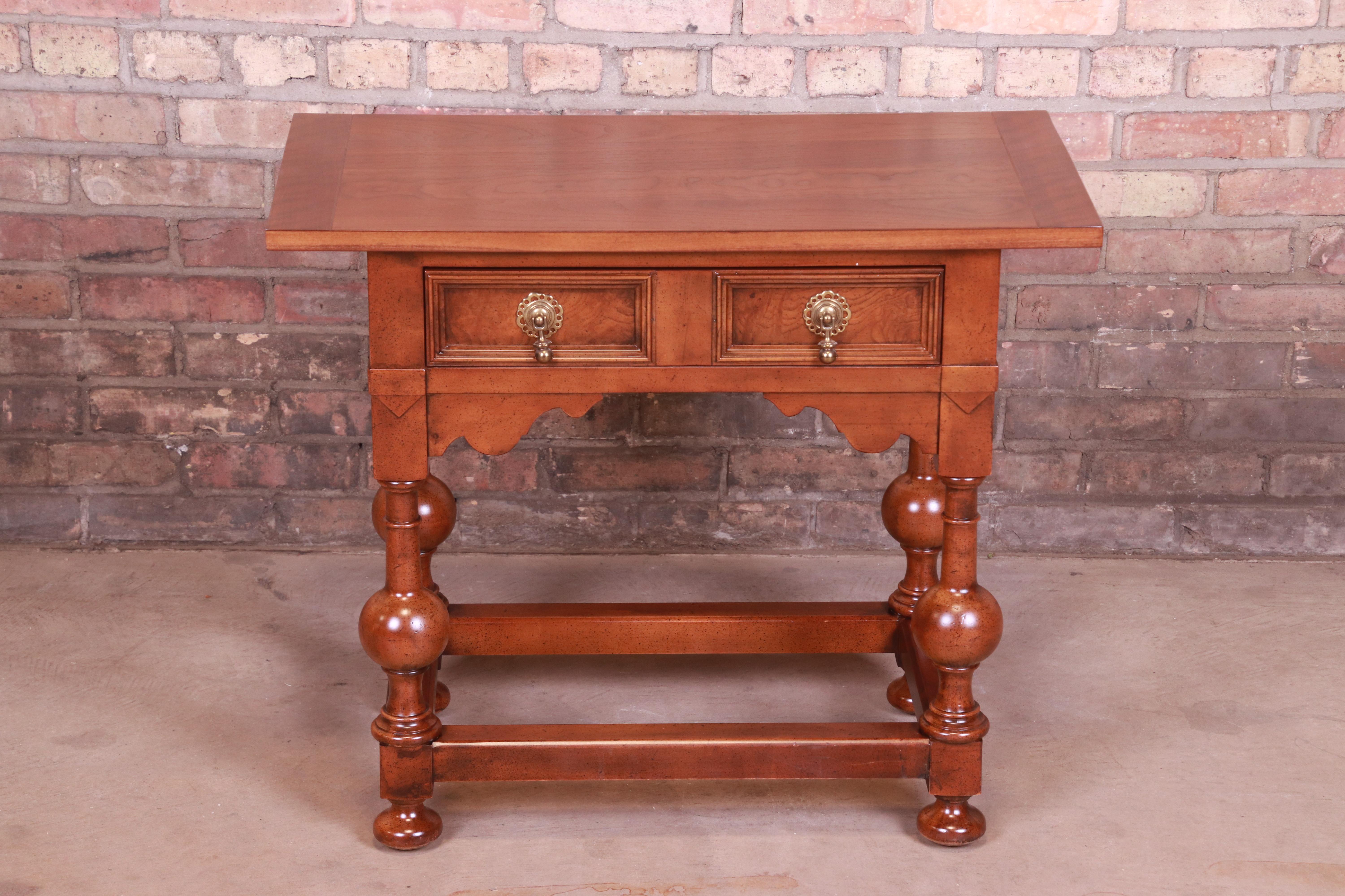 American Baker Furniture Jacobean Walnut Side Table or Entry Table, Newly Refinished