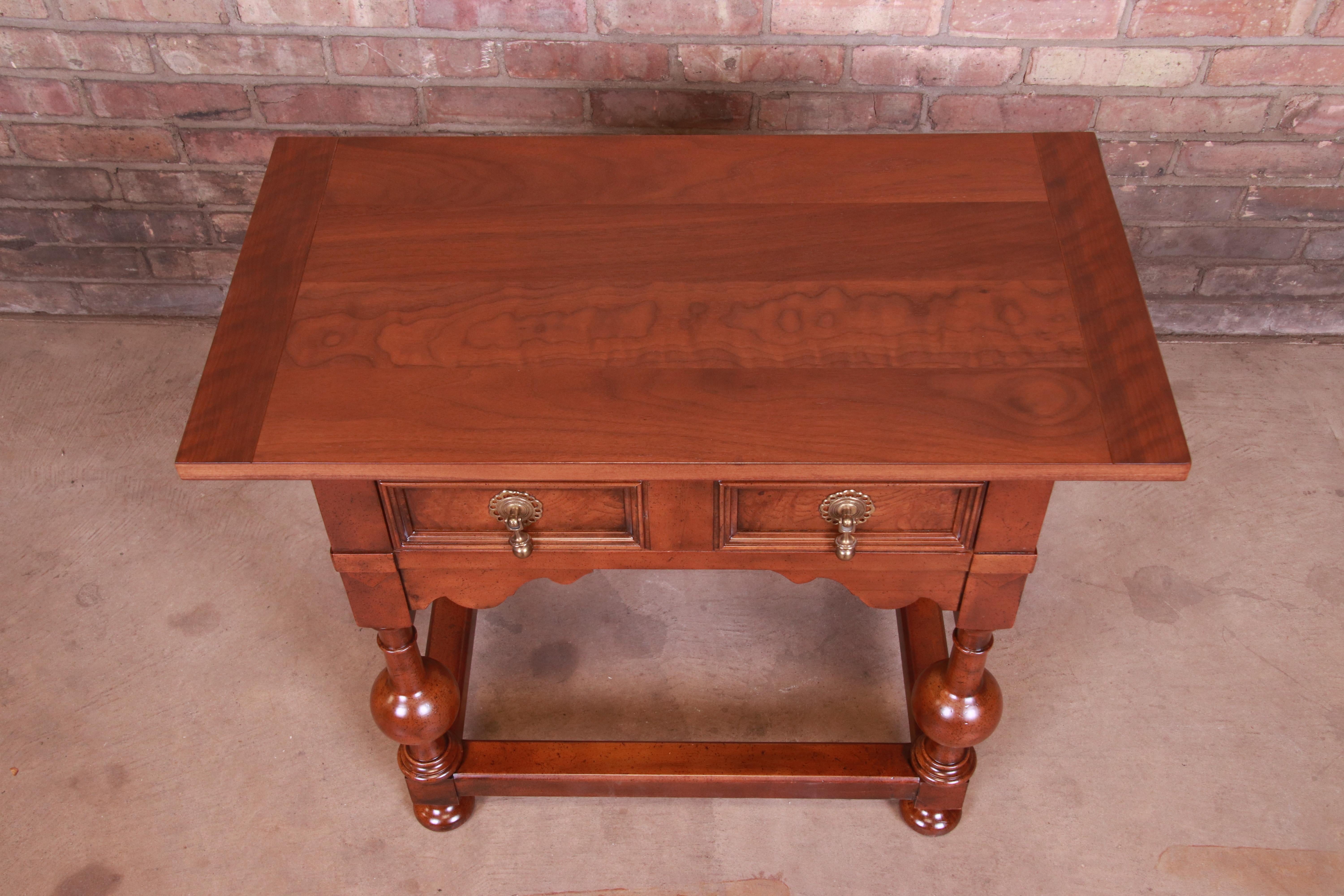 Baker Furniture Jacobean Walnut Side Table or Entry Table, Newly Refinished 1