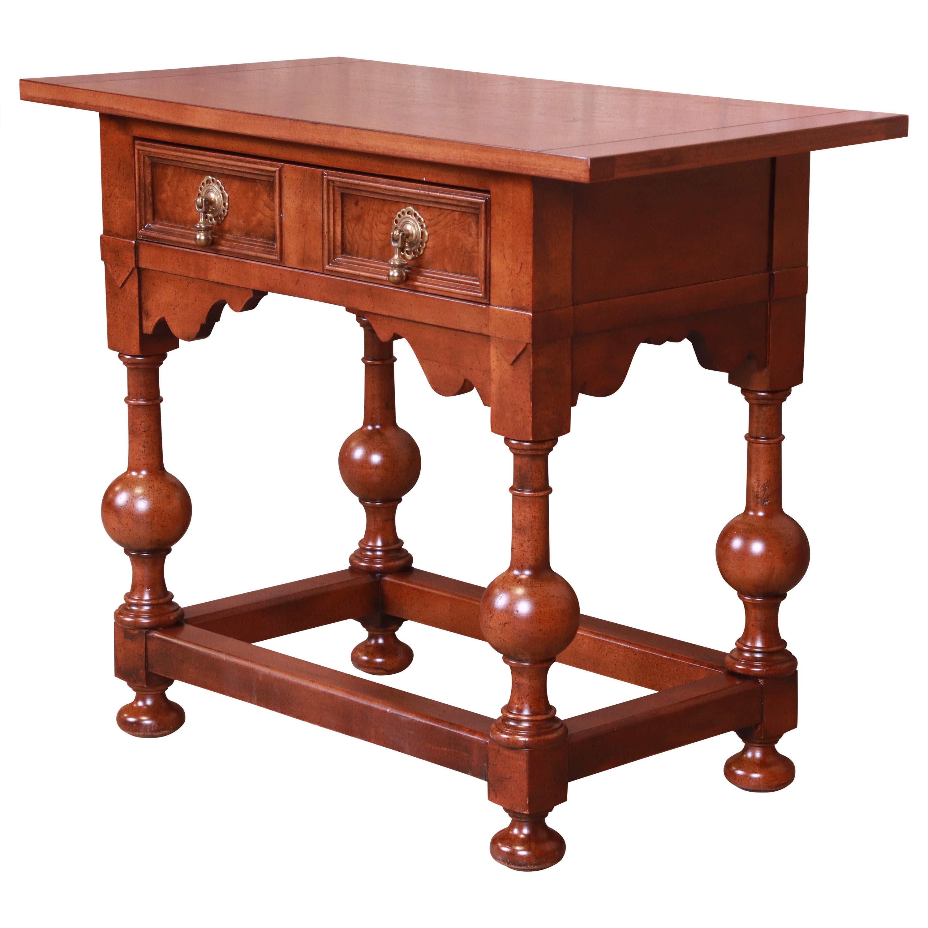 Baker Furniture Jacobean Walnut Side Table or Entry Table, Newly Refinished