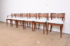 Baker Furniture Klismos Cherry and Cane Dining Chairs, Fully Restored
