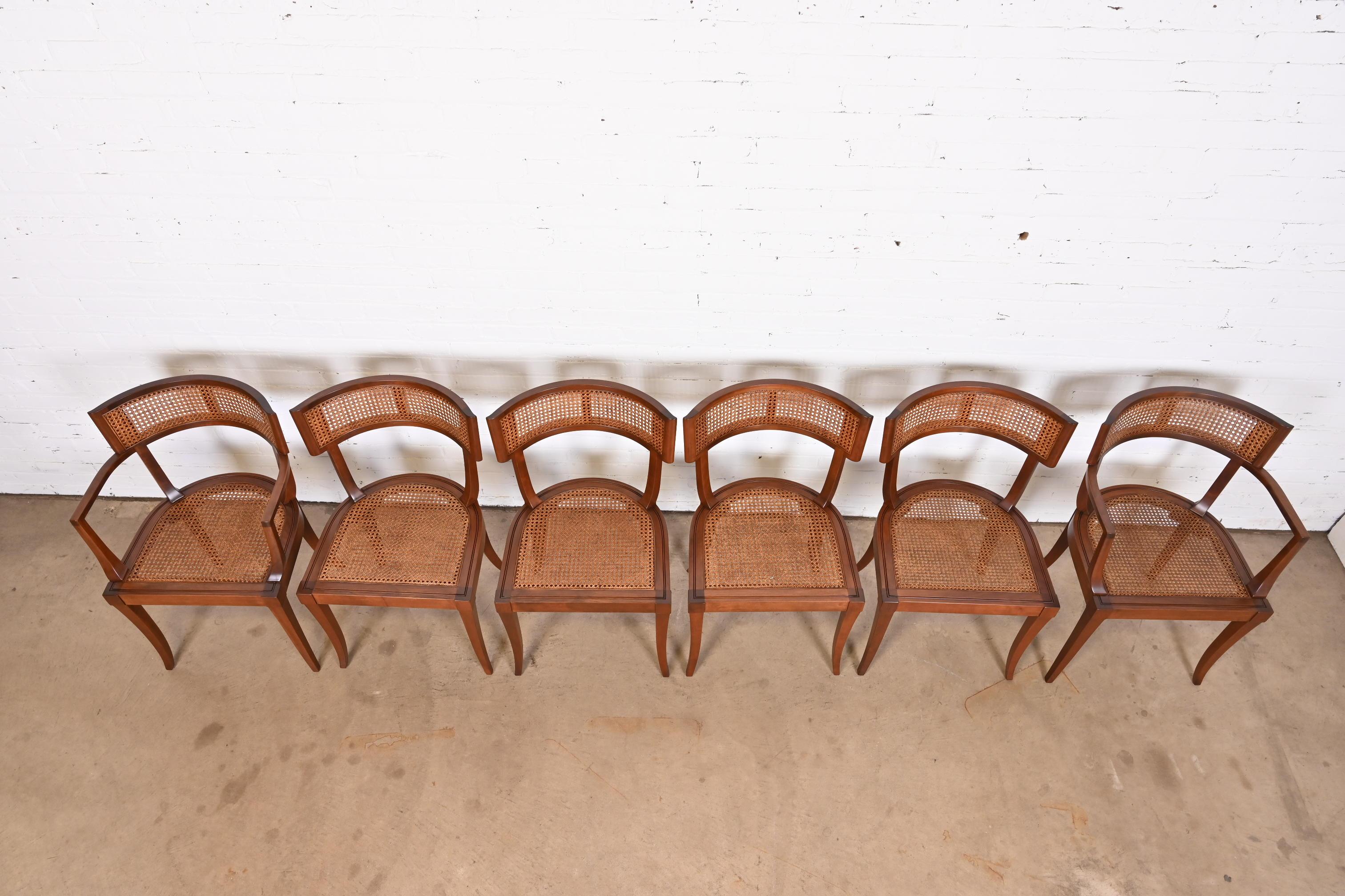 Baker Furniture Klismos Cherry and Cane Dining Chairs, Fully Restored 2