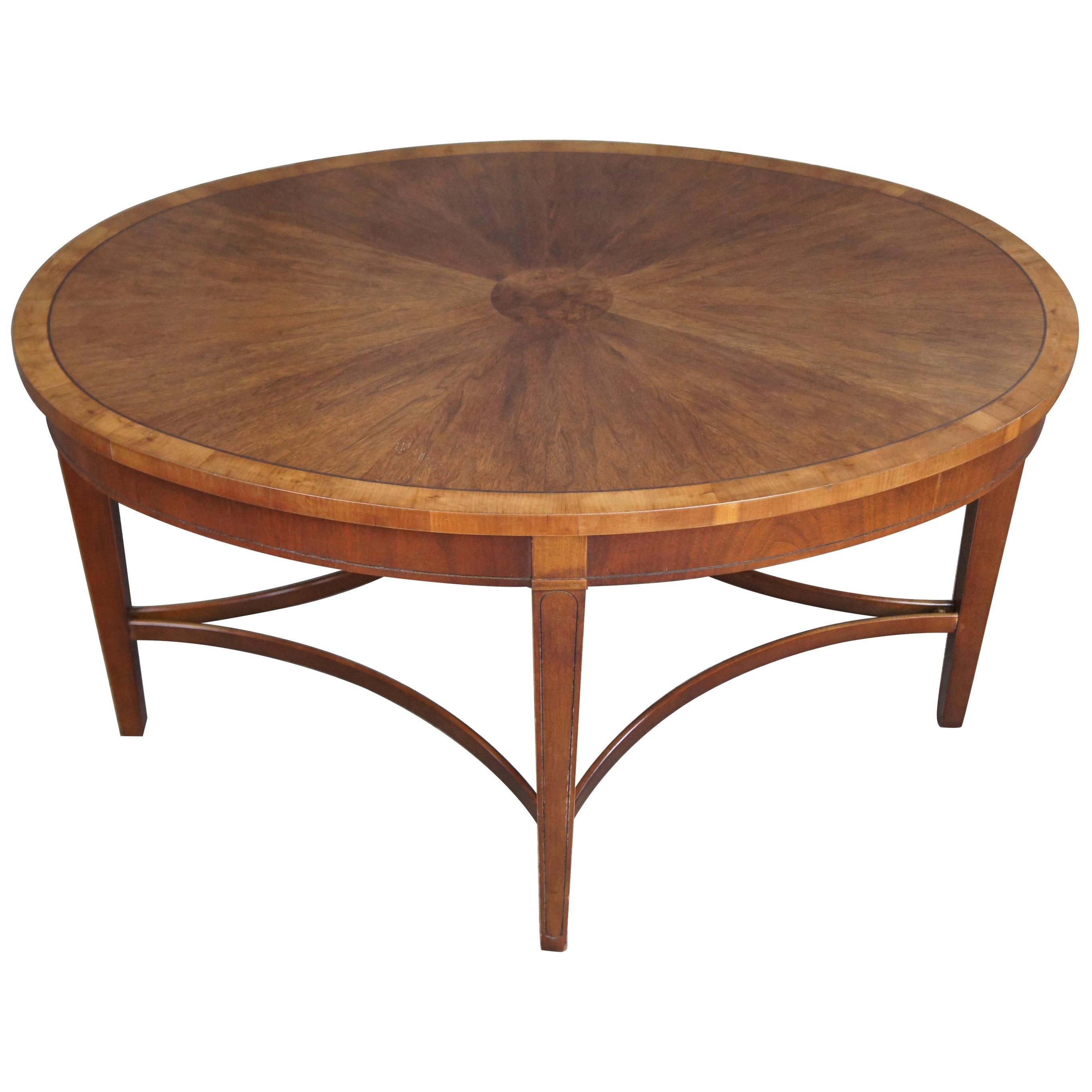 Baker Furniture Laura Ashley Inlaid Mahogany Burl Wood Coffee Table Sheraton
