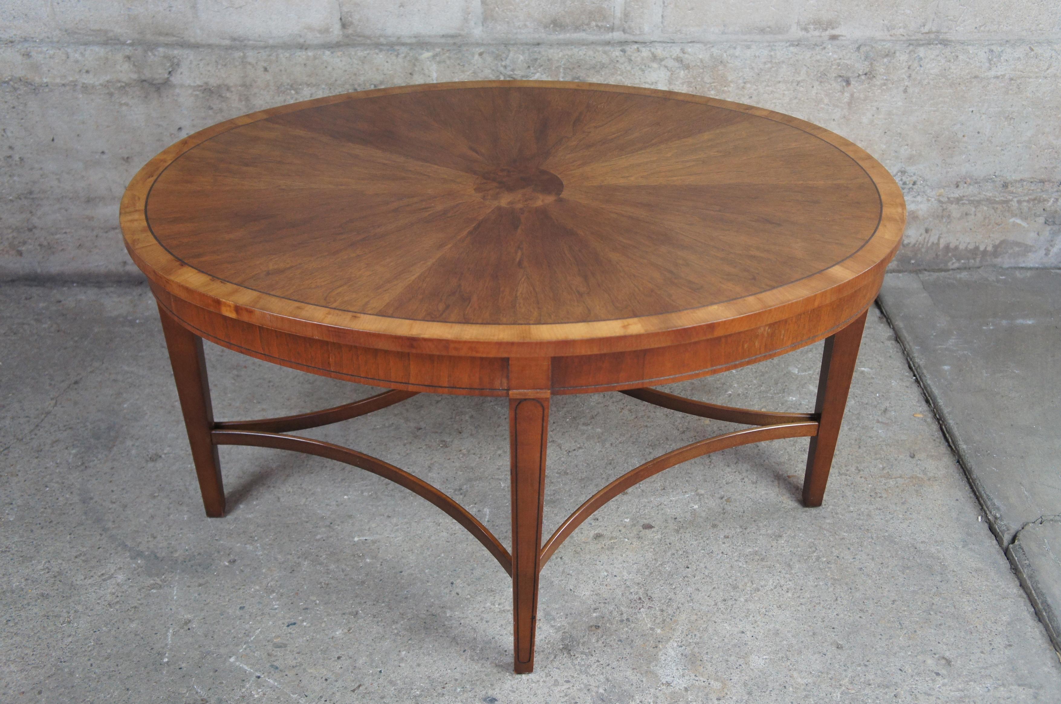 Baker Furniture Laura Ashley Inlaid Mahogany Burl Wood Coffee Table Sheraton 2