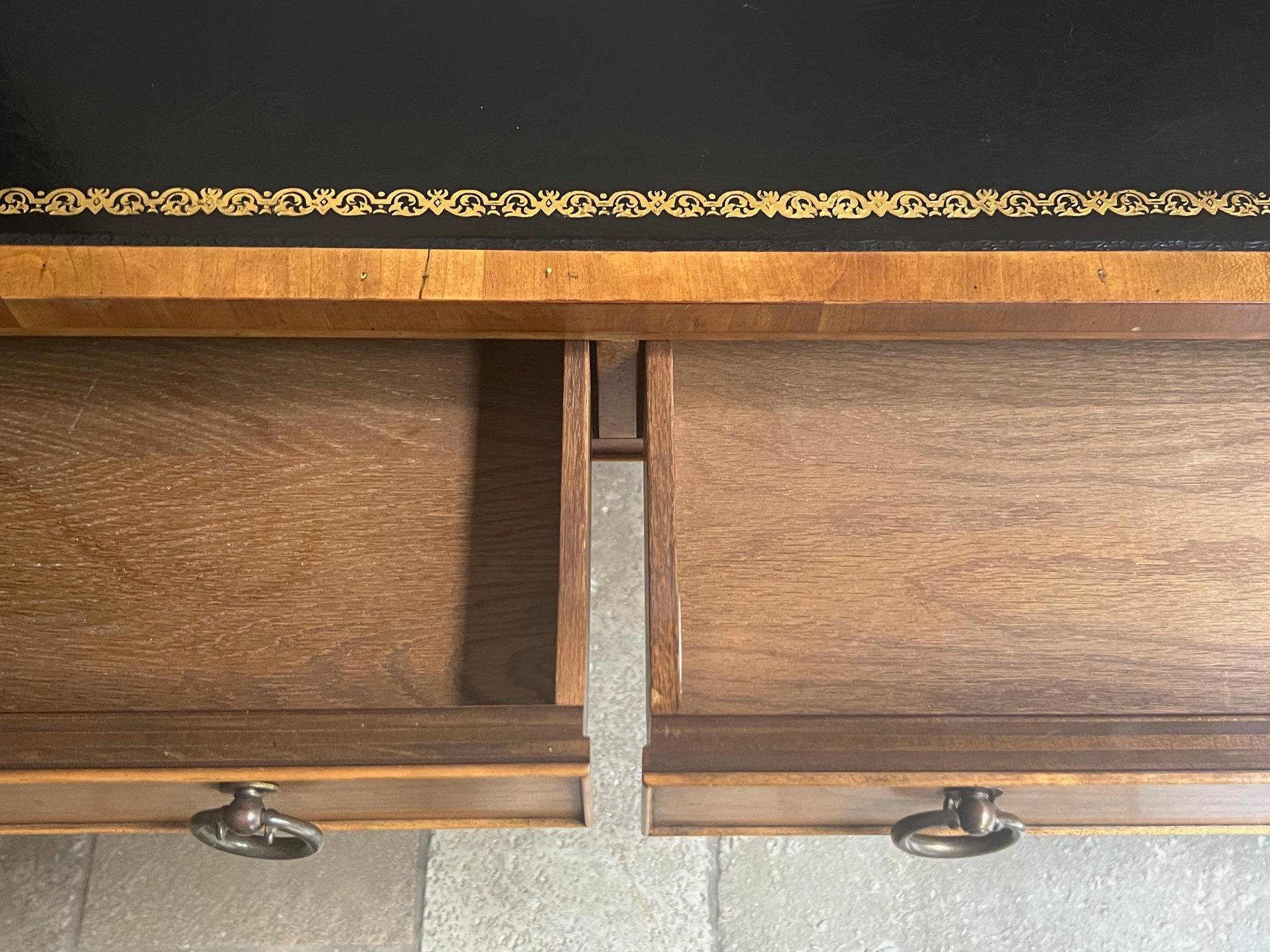 Baker Furniture Leather Top Writing Desk or Console Table c. 1960;s For Sale 2