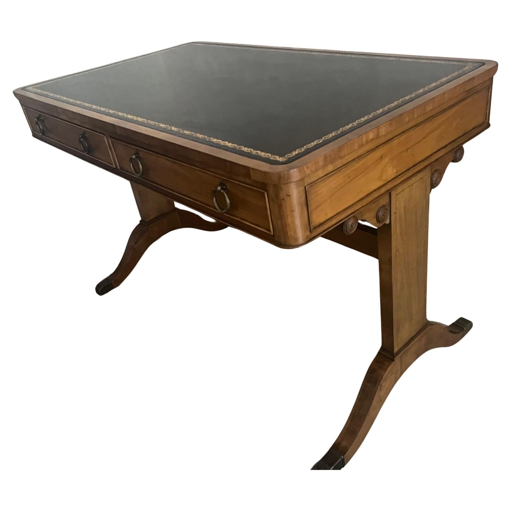 Regency Baker Furniture Leather Top Writing Desk or Console Table c. 1960;s For Sale