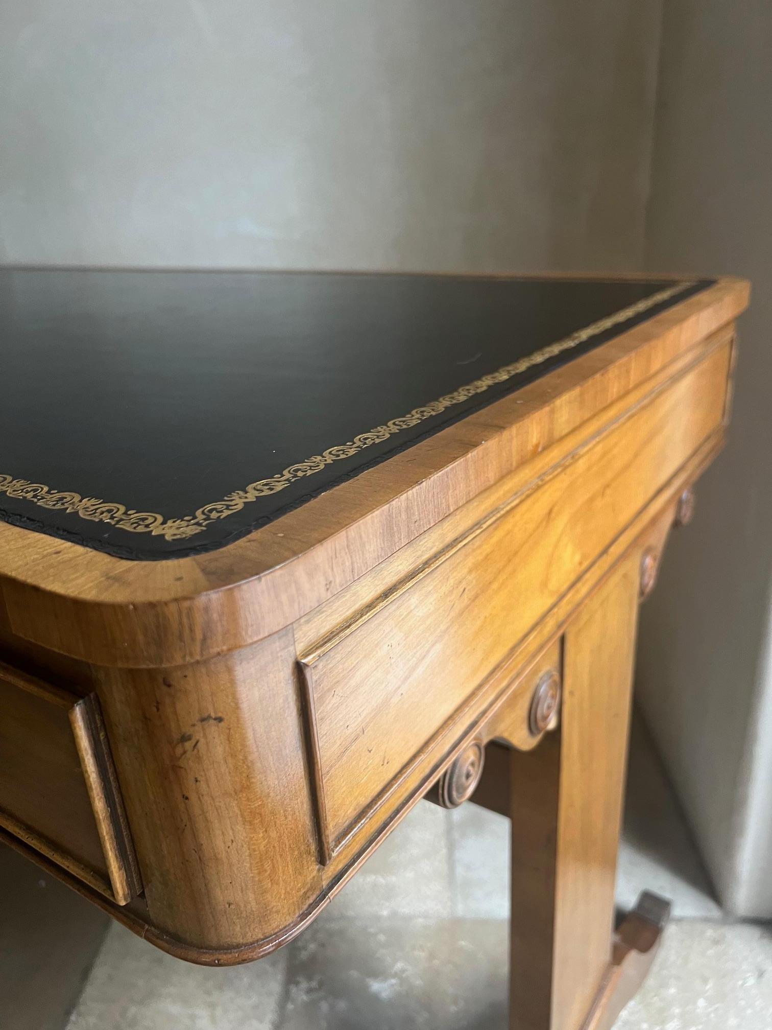 20th Century Baker Furniture Leather Top Writing Desk or Console Table c. 1960;s For Sale