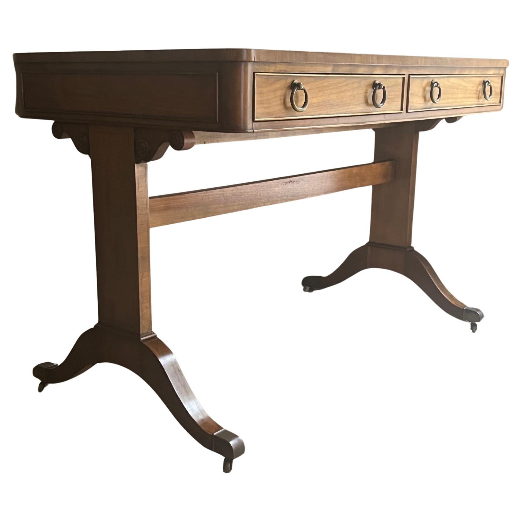 Baker Furniture Leather Top Writing Desk or Console Table c. 1960;s
